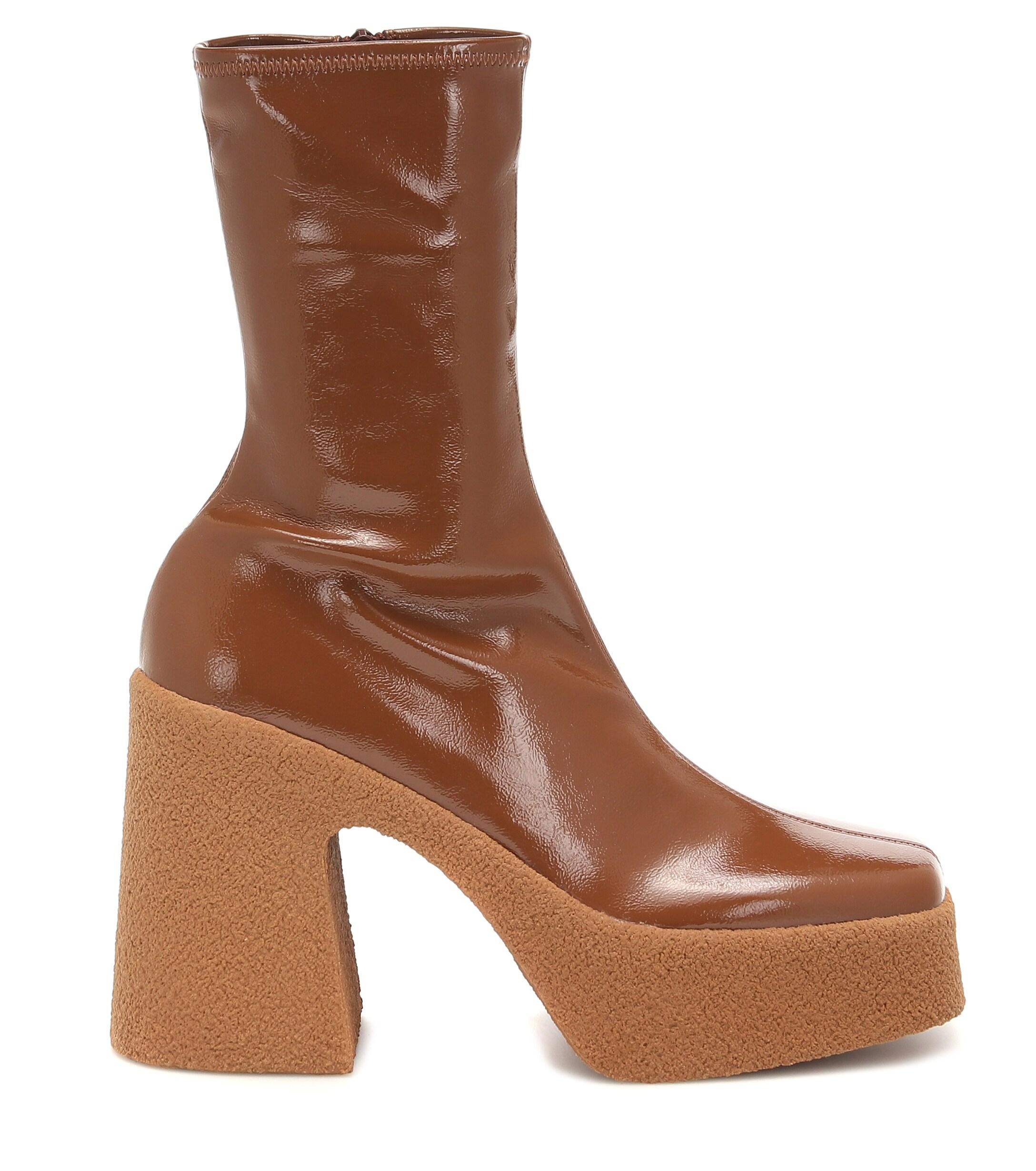 faux leather platform ankle boot with block heel