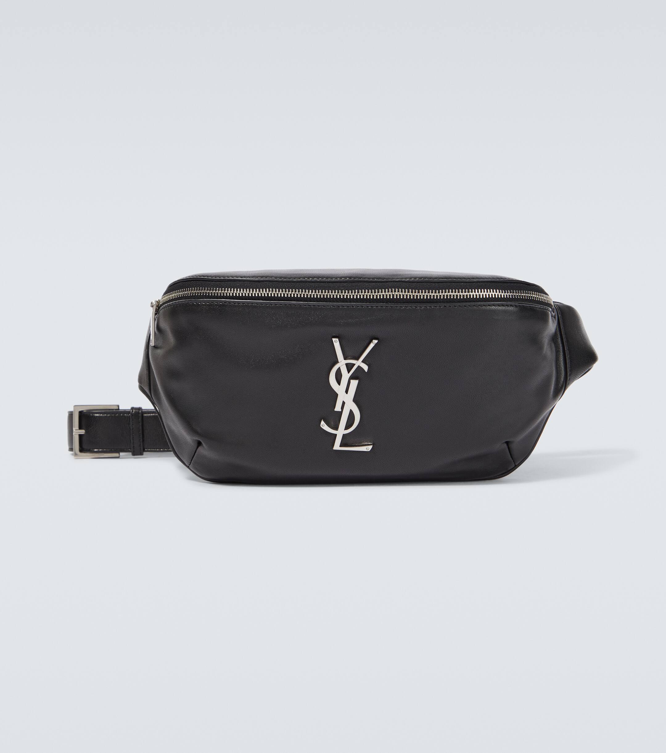Saint Laurent Cassandre Leather Belt Bag in Black for Men Lyst UK