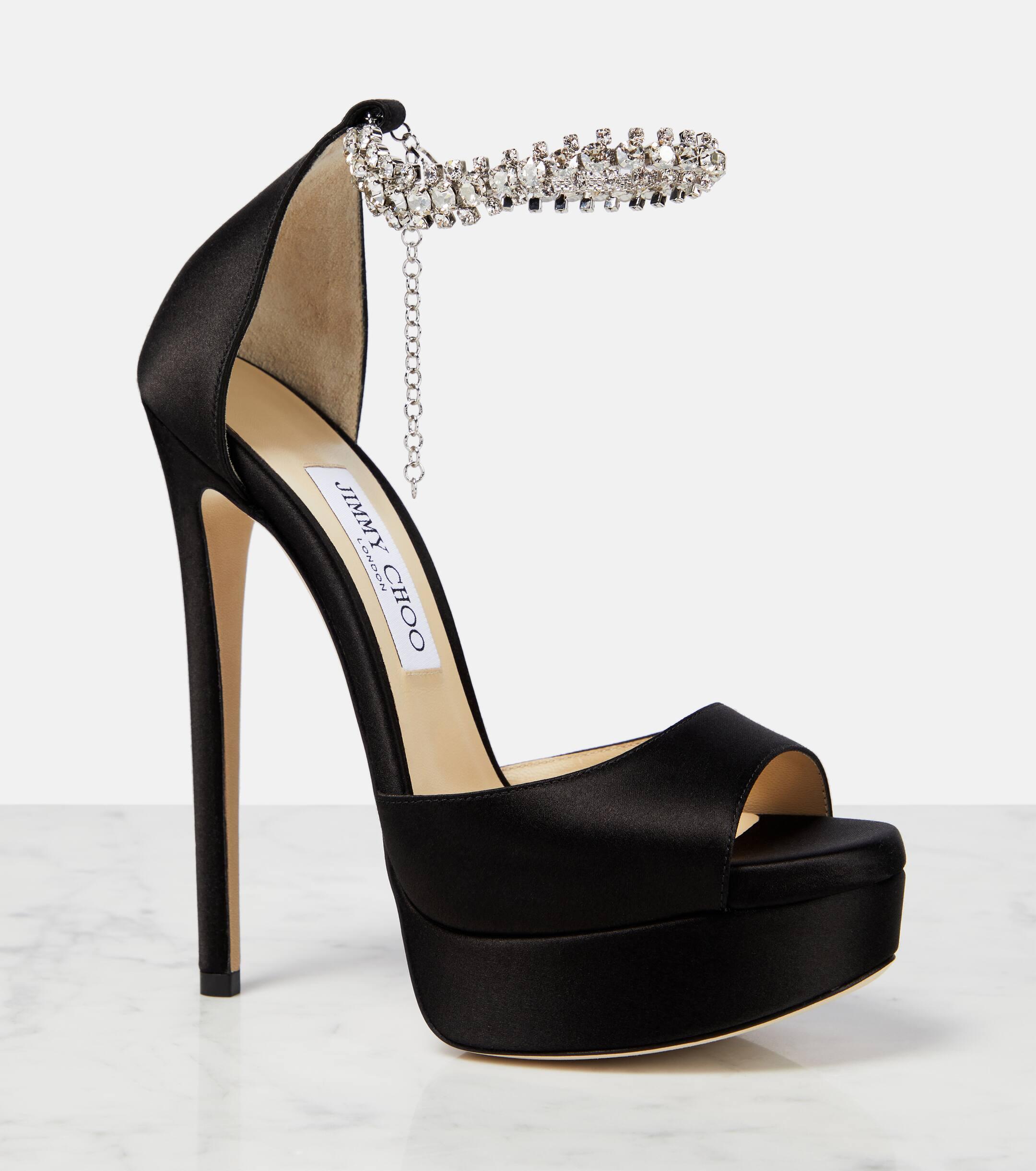 サンダル・ミュール Jimmy Choo Jimmy Choo Sandals Women Satin Black Jimmy Choo Black Satin Slingback Sandals Size 37 Jimmy Choo