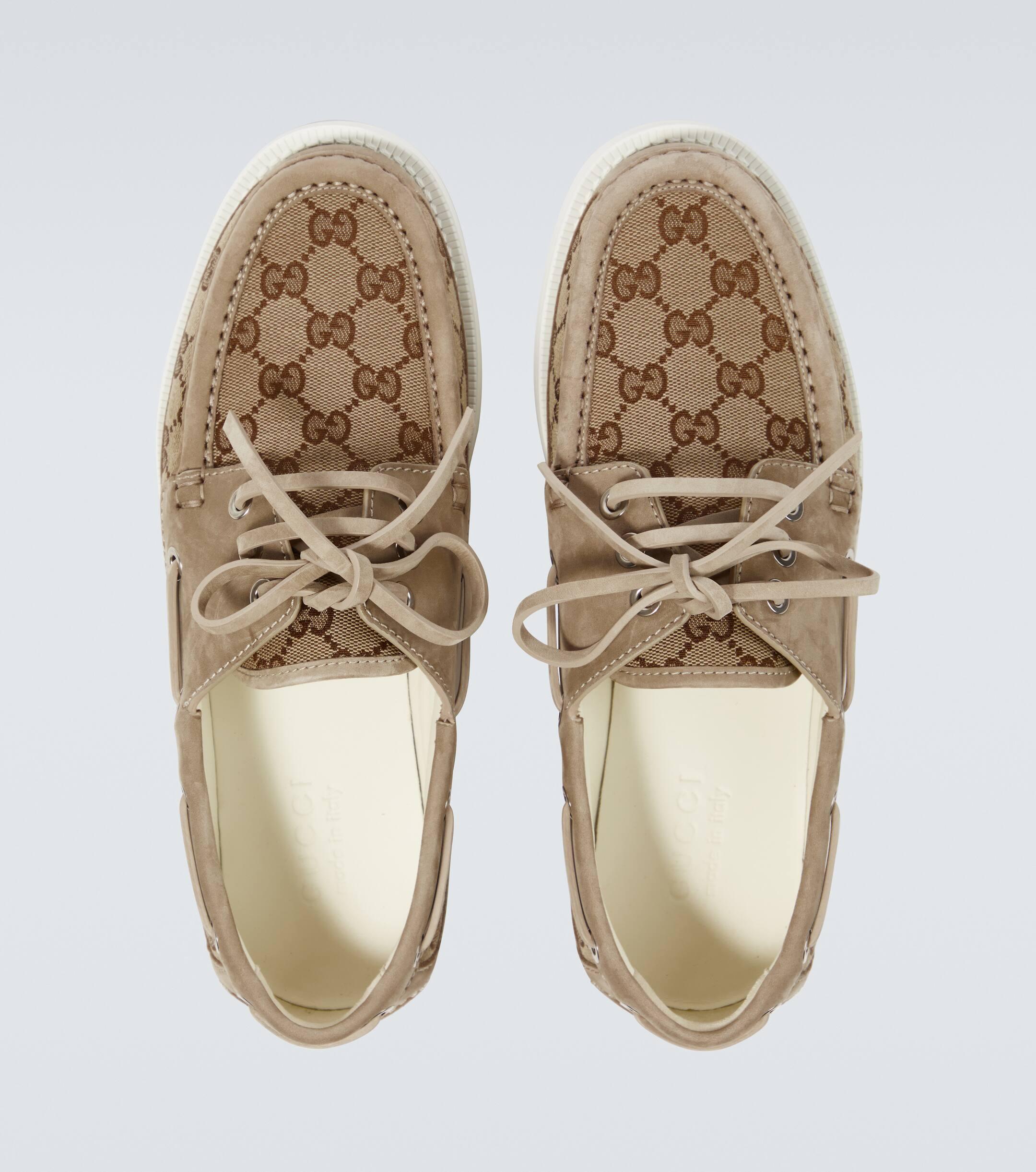 Gucci Gg Canvas Boat Shoes in White for Men Lyst UK