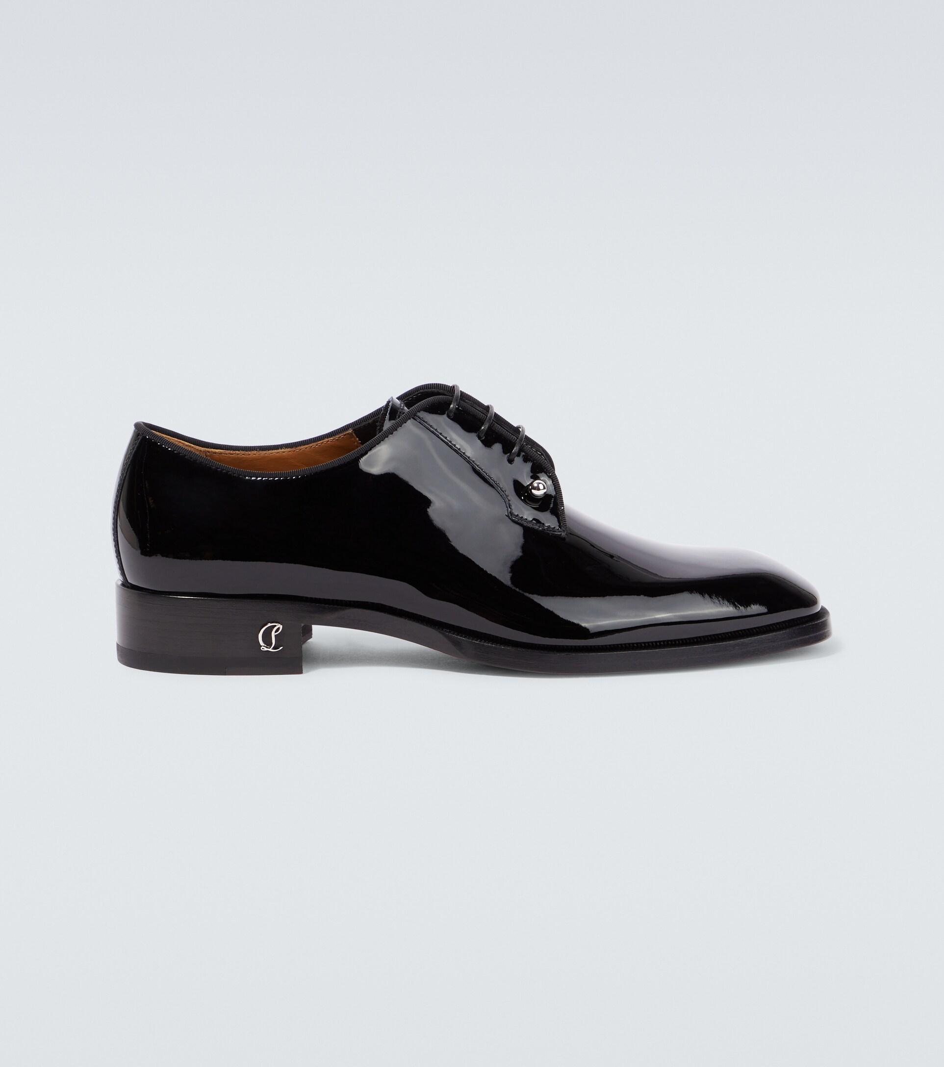 Christian Louboutin Chambeliss Patent Leather Derby Shoes in Black for