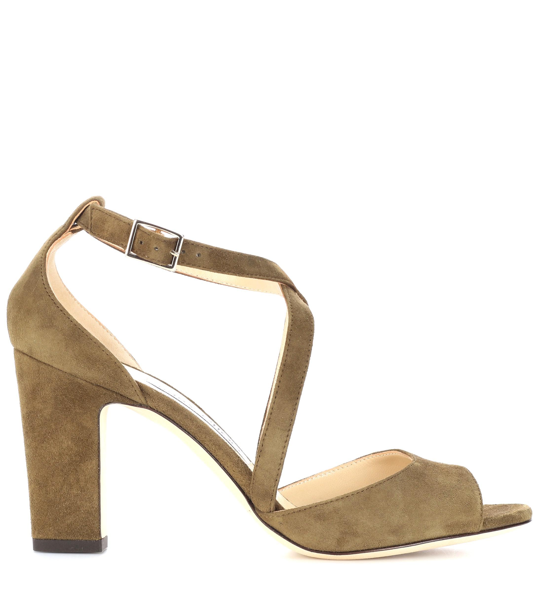 Jimmy Choo Carrie 85 Suede Sandals in Green - Lyst