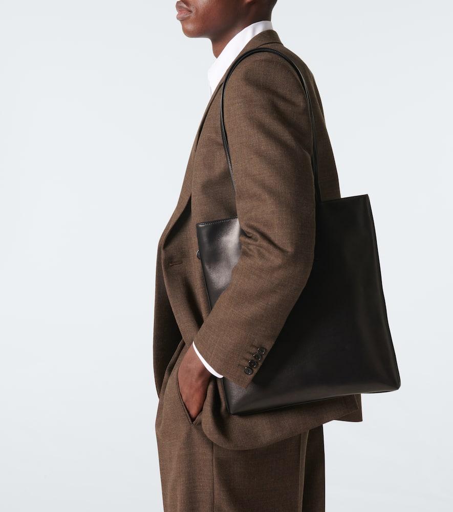 The Row Flat Leather Tote Bag in Black for Men Lyst UK