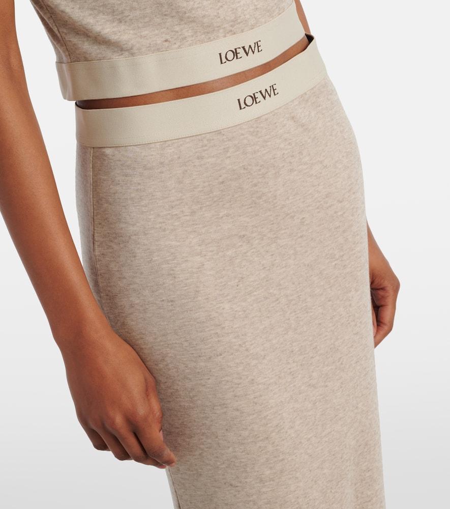 LOEWE Logo cotton and wool maxi skirt マキシ スカート ロゴ Loewe Logo Cotton And Wool Maxi Skirt in Natural | Lyst