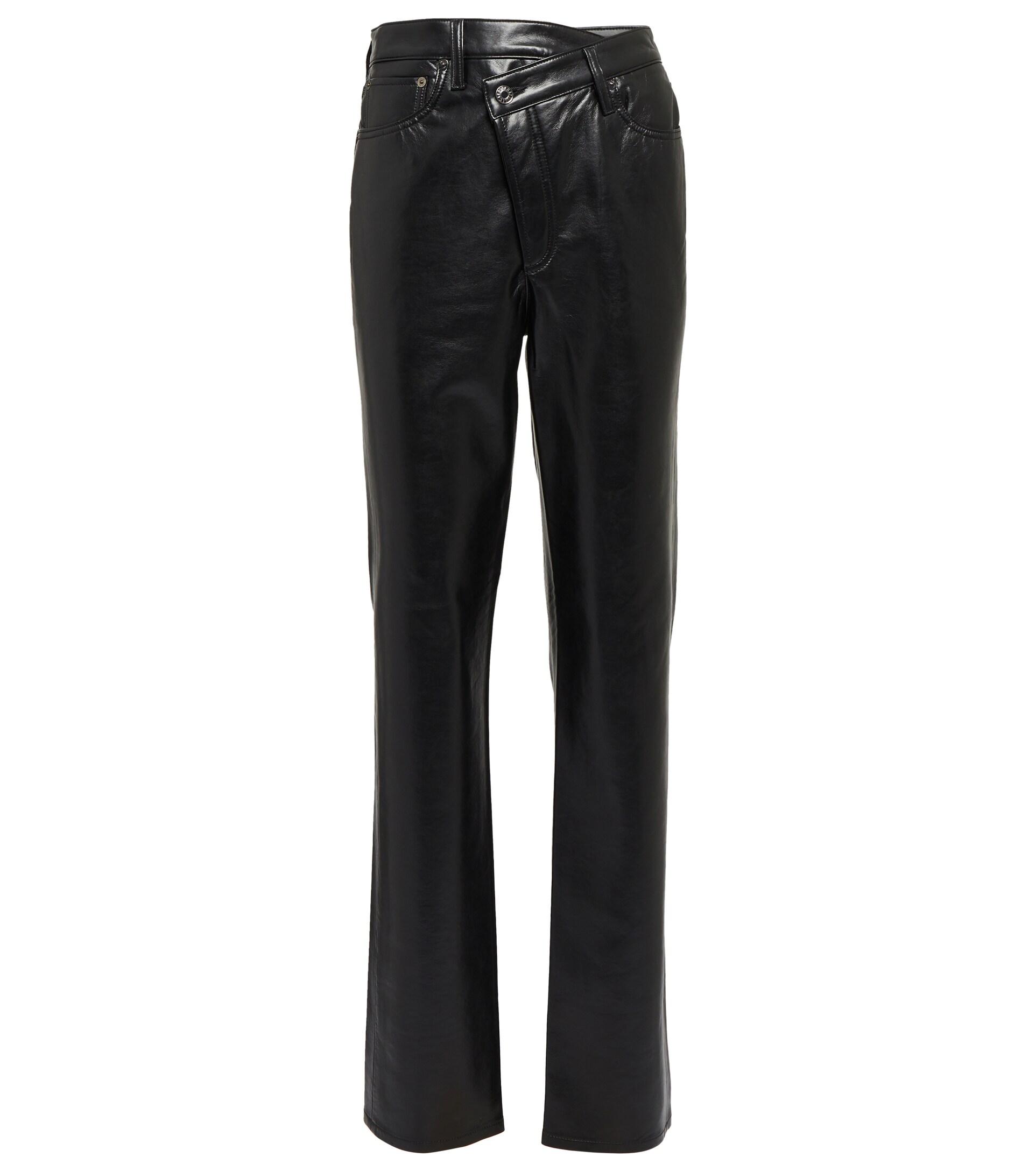 Agolde Criss-cross High-rise Faux Leather Pants in Black | Lyst