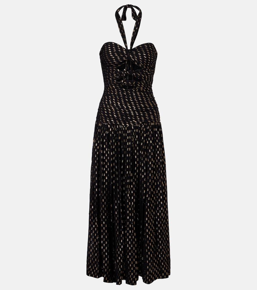 knee length dresses for ladies Zimmermann Acacia One Shoulder Midi Dress, Cream/Tan Dot, Size 0, 100% Linen