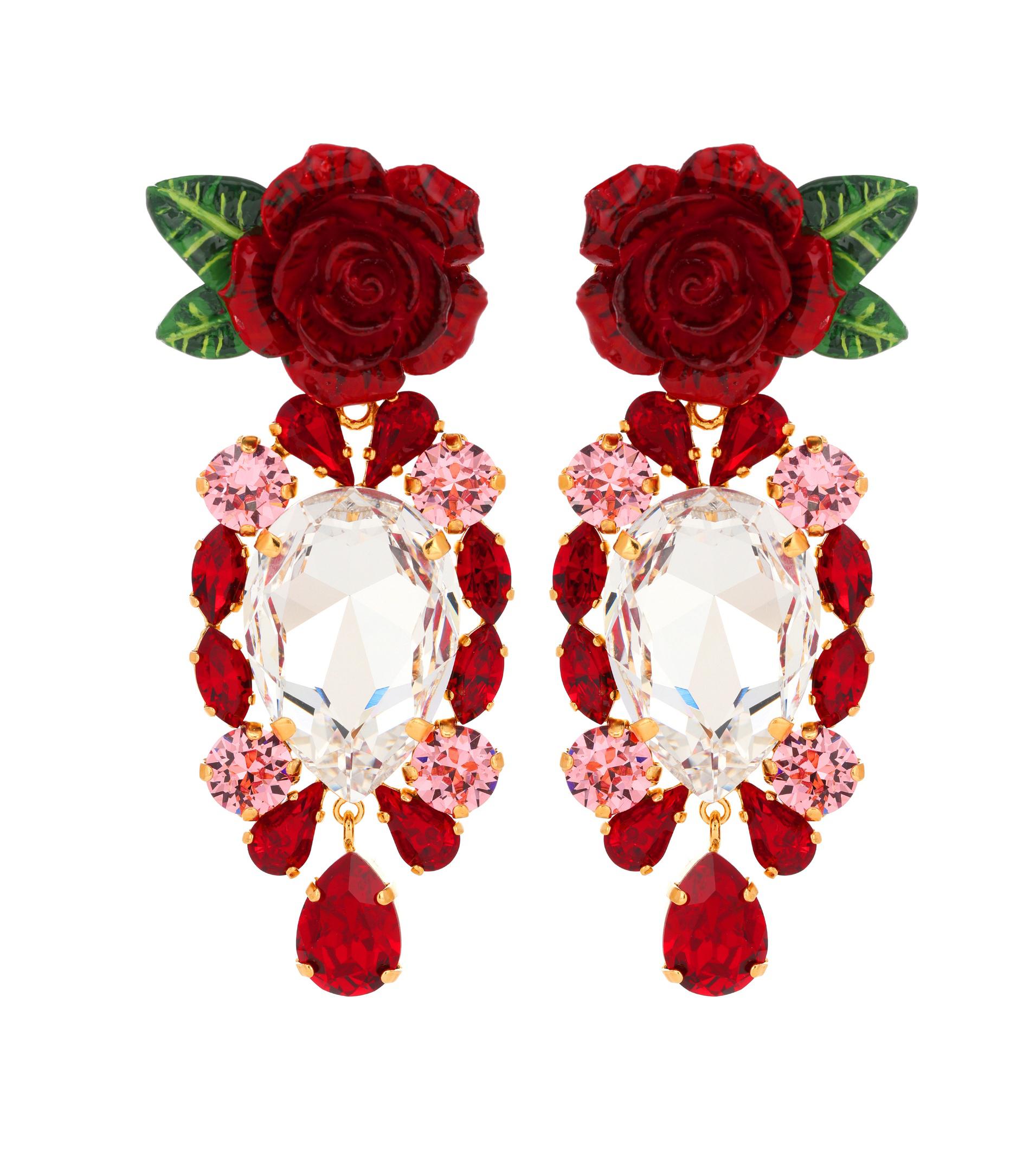 Dolce & Gabbana Verzierte Clip-Ohrringe in Rot | Lyst DE