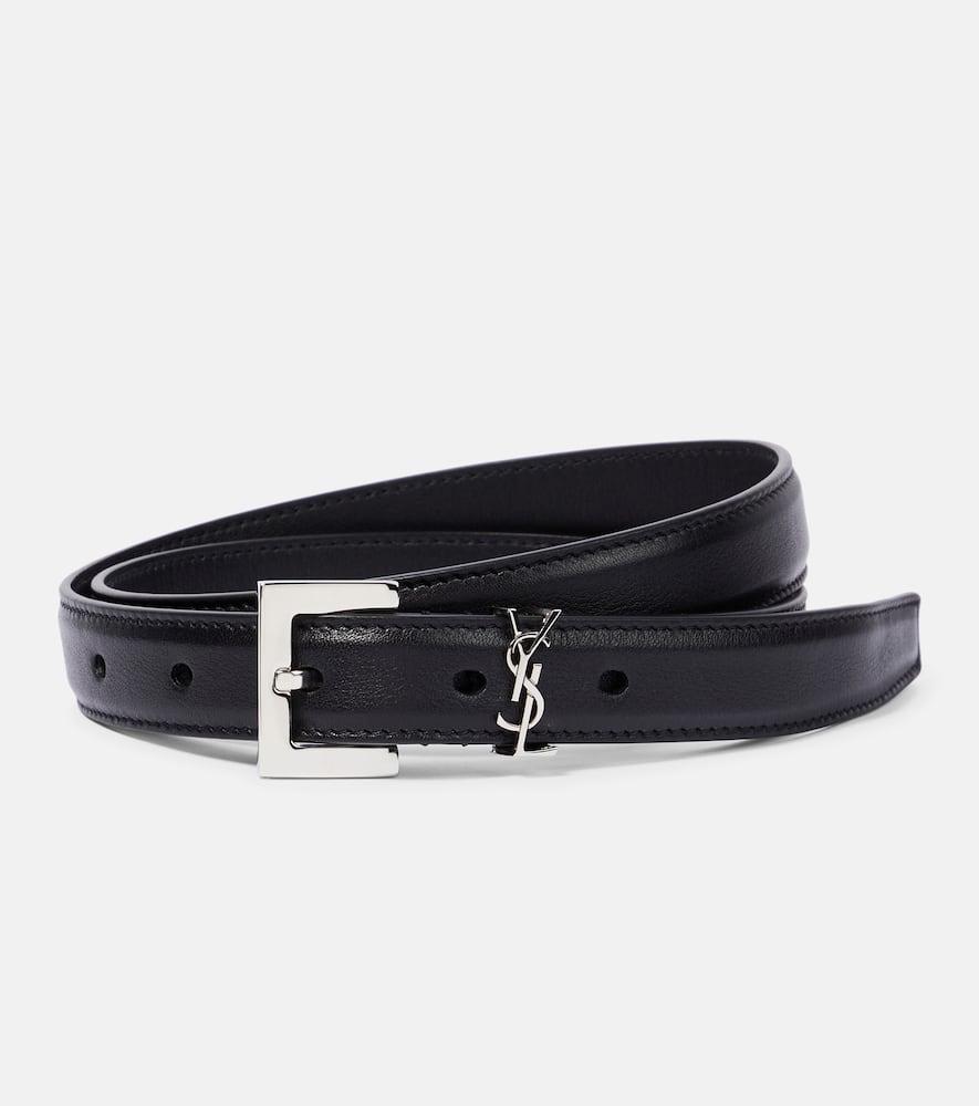 Saint Laurent Cassandre 20 Leather Belt in Black | Lyst