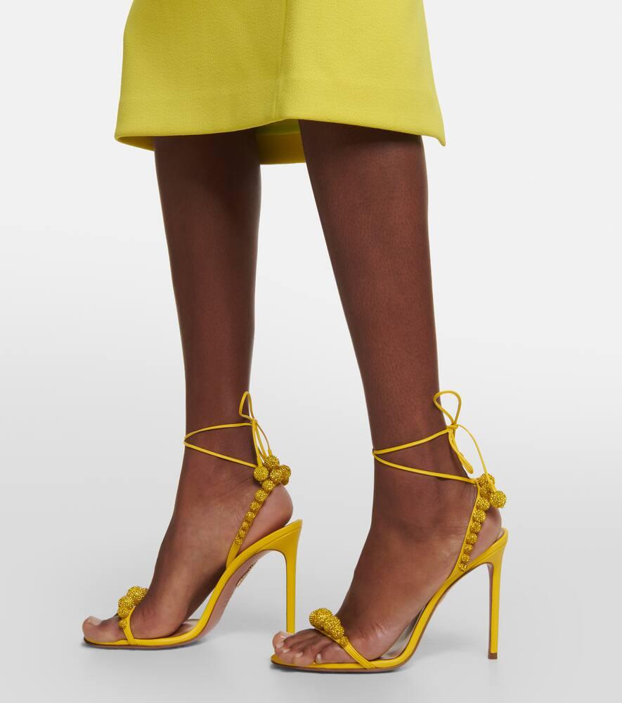 Aquazzura Disco Dancer 105 Embellished Sandals in Yellow Lyst