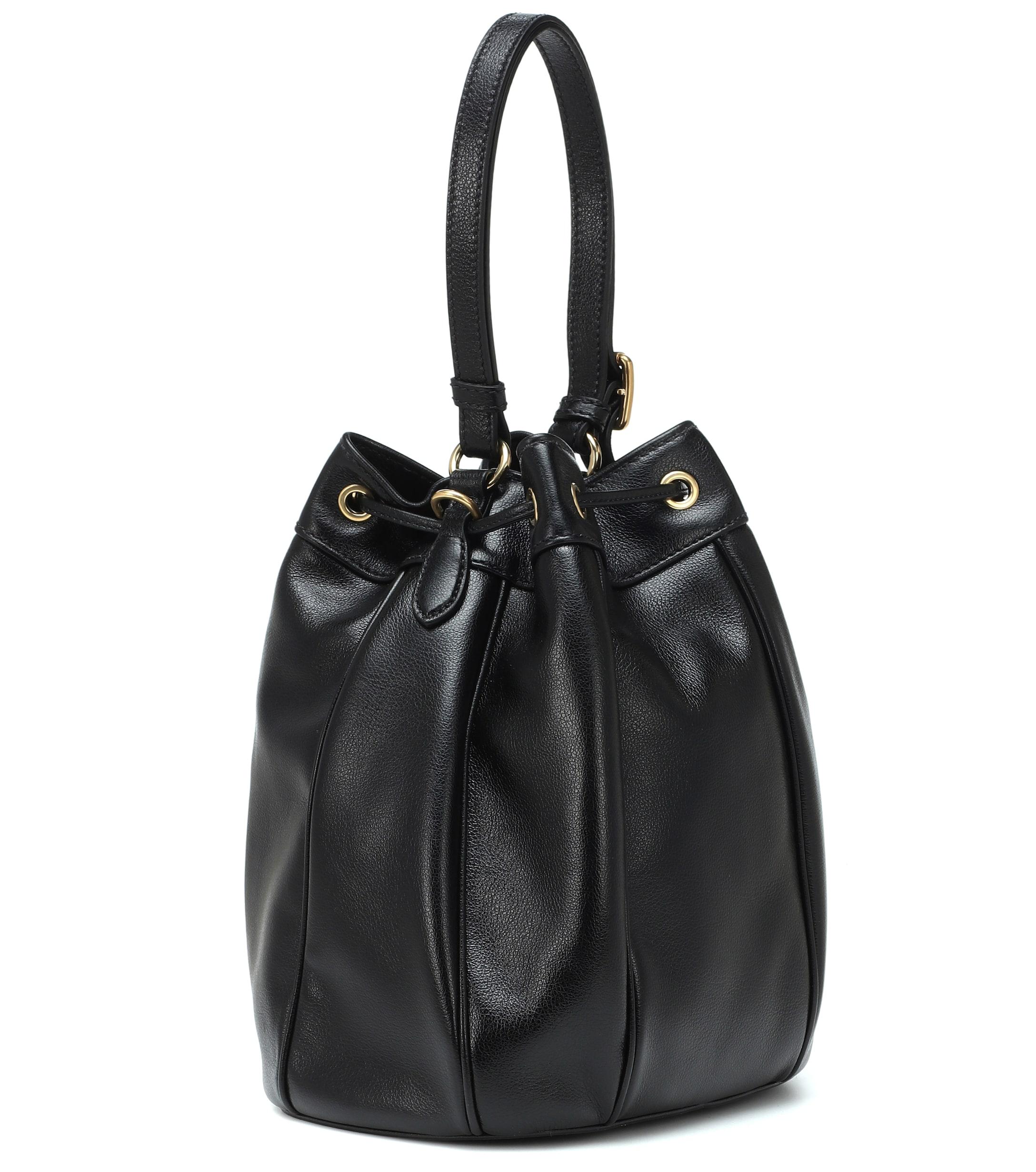 Miu Miu Leather Bucket Bag in Black Lyst
