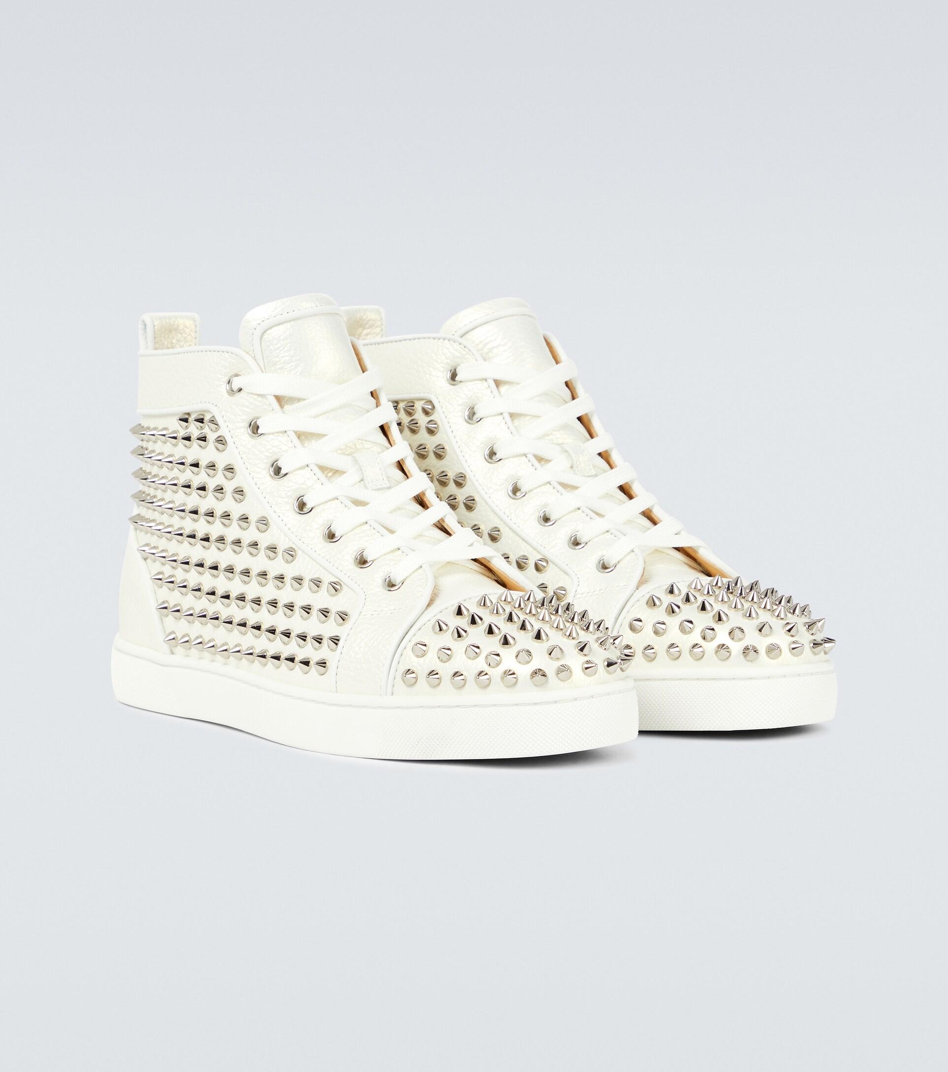 Christian Louboutin Leather Louis Orlato Spikes Sneakers in White ...