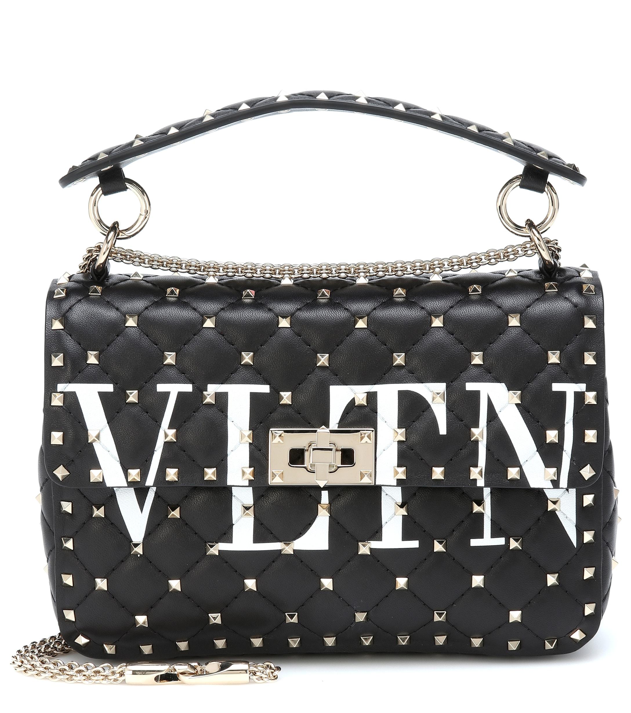 Valentino Vltn Rockstud Spike Leather Shoulder Bag in Black - Lyst