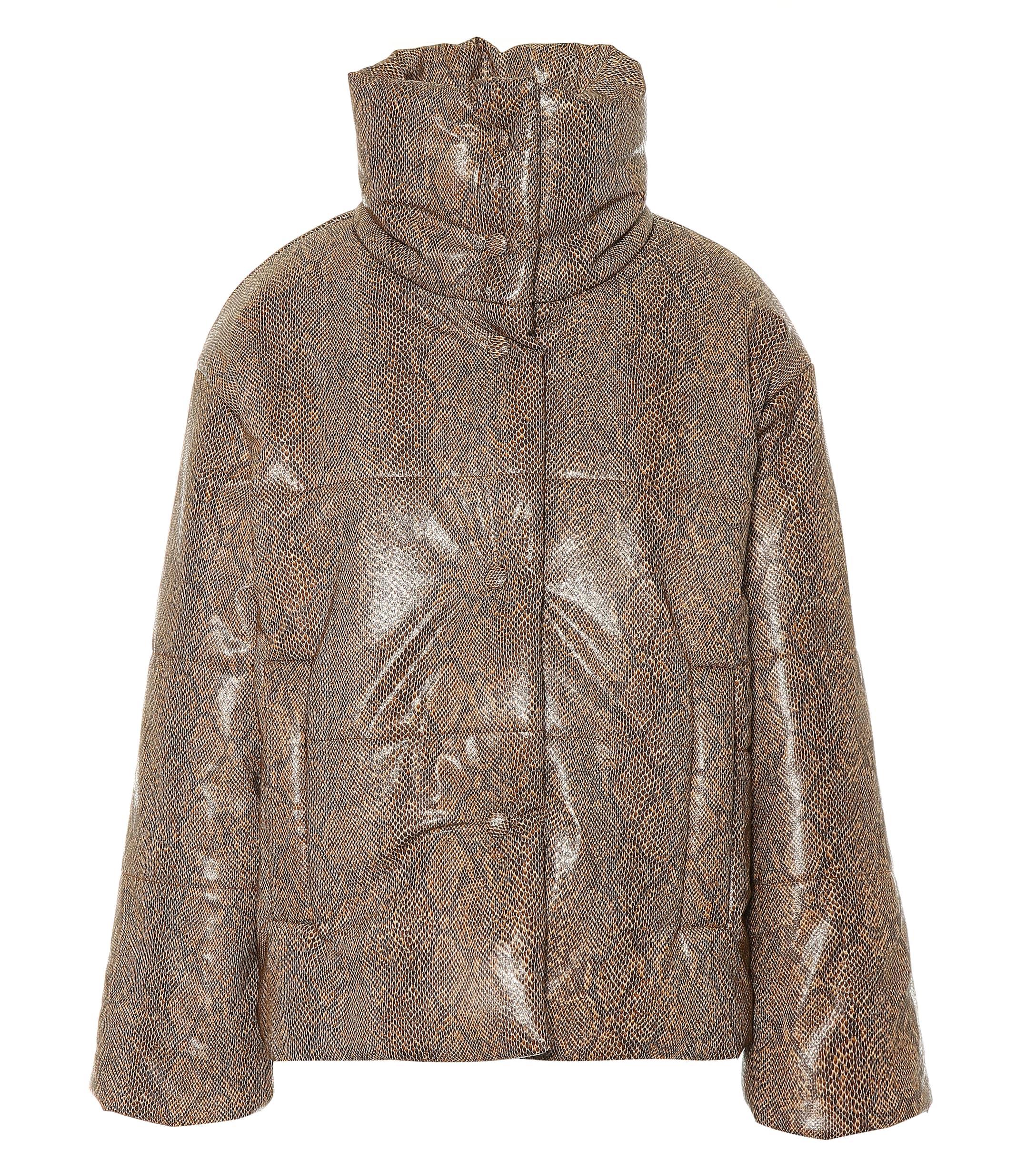 Nanushka Hide Faux Leather Puffer Jacket in Brown,Python (Brown) - Save ...