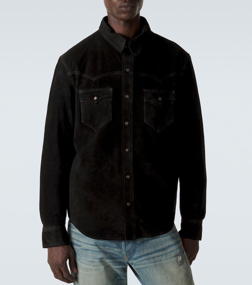 RRL Suede Western Shirt in Black for Men | Lyst UK