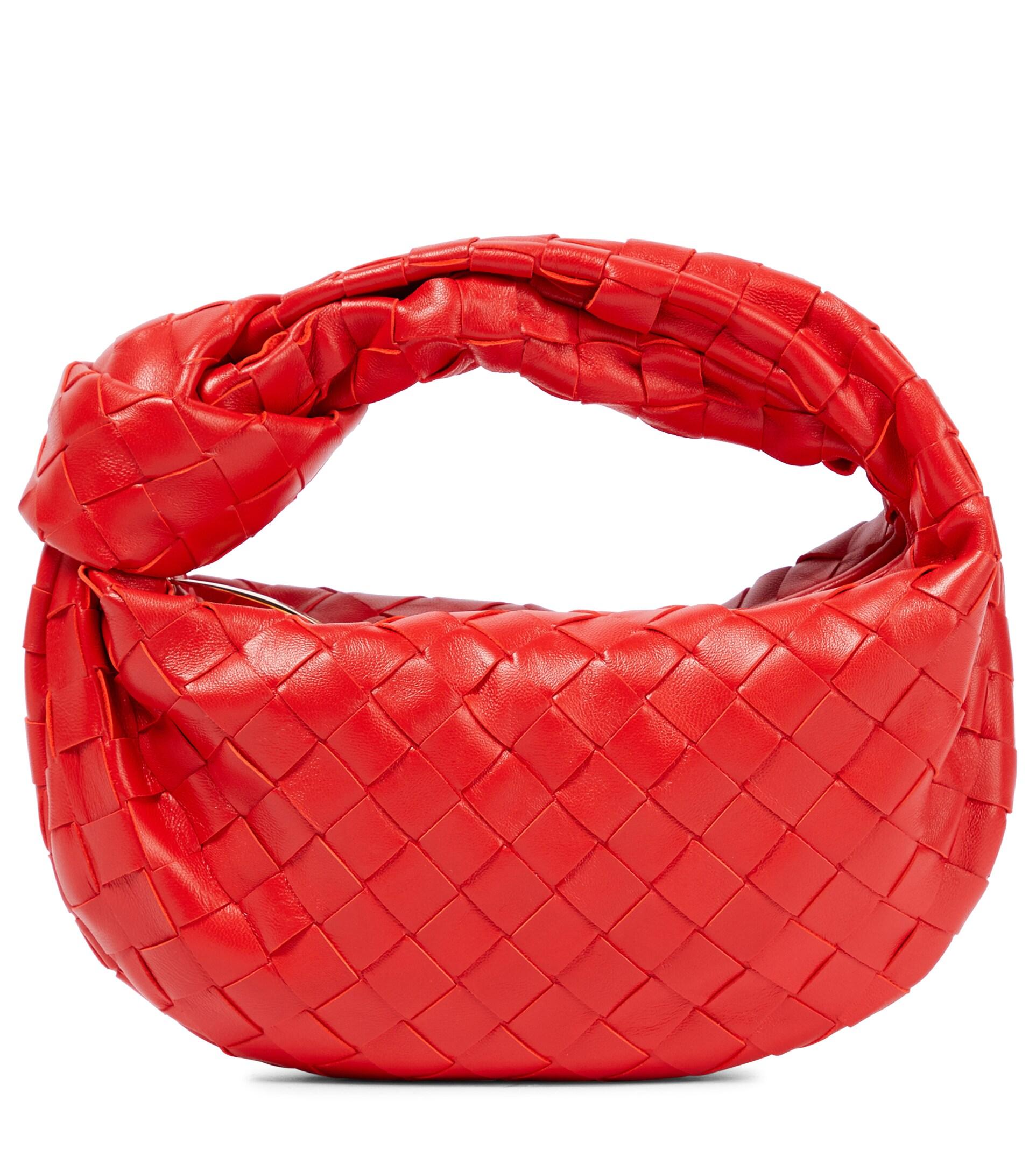 Bottega Veneta Jodie Mini Leather Tote Bag in Red | Lyst