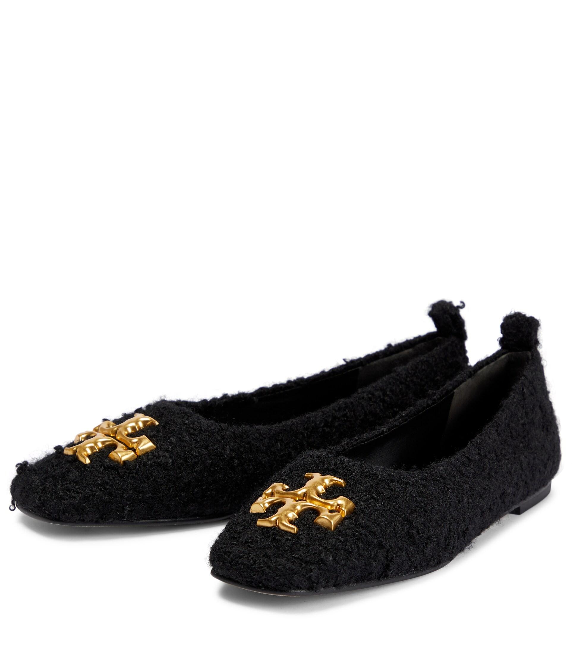 Tory Burch Leather Black Eleanor Logo Ballerina Pumps Womens Shoes Flats and flat shoes Ballet flats and ballerina shoes 