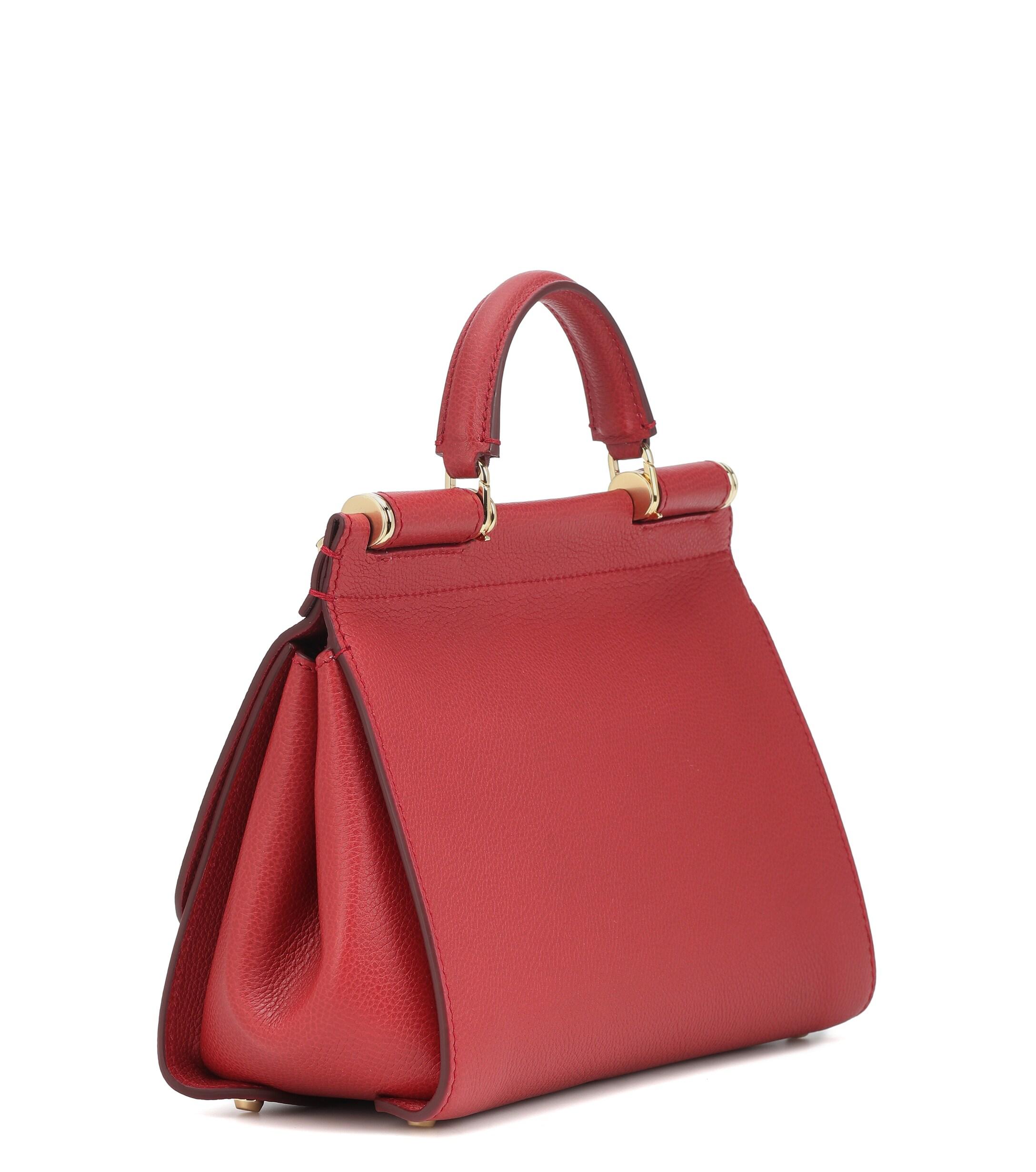 Dolce & Gabbana Sicily Soft Small Leather Shoulder Bag in Red - Lyst