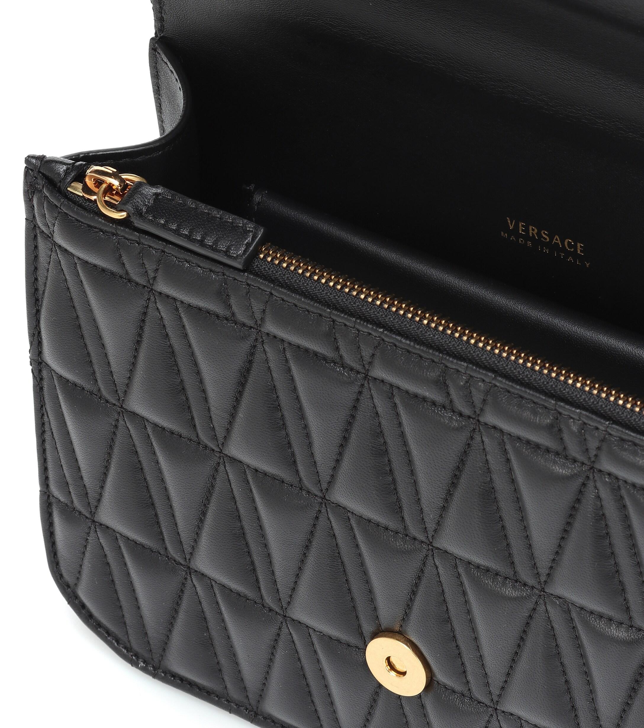 Versace Virtus Quilted Leather Shoulder Bag in Black - Lyst