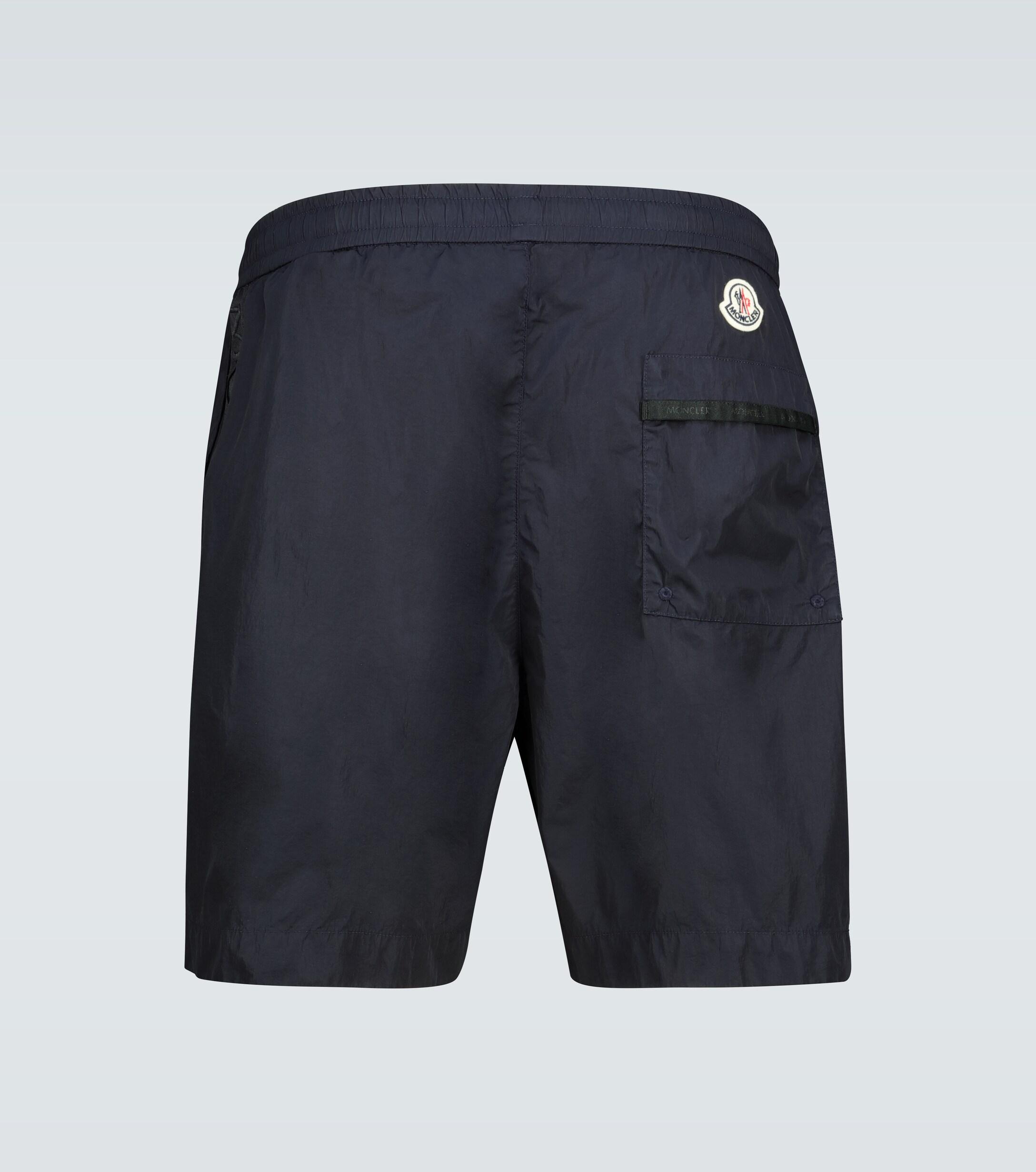 Moncler Bermuda Technical Fabric Shorts in Blue for Men - Lyst