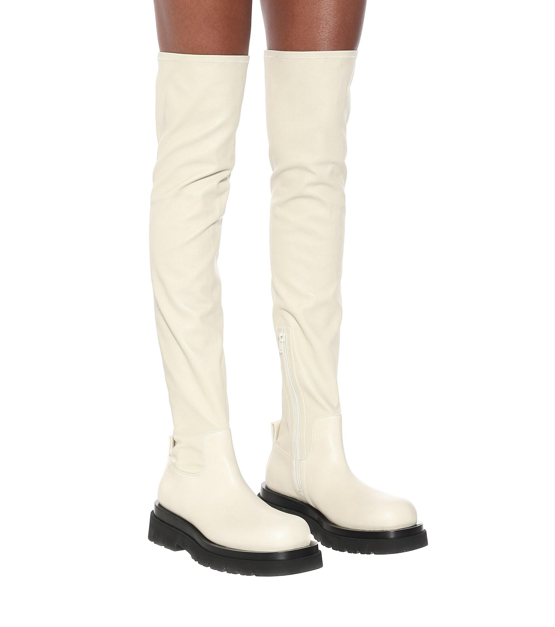 Bottega Veneta Leather Over-the-knee Boots in White | Lyst