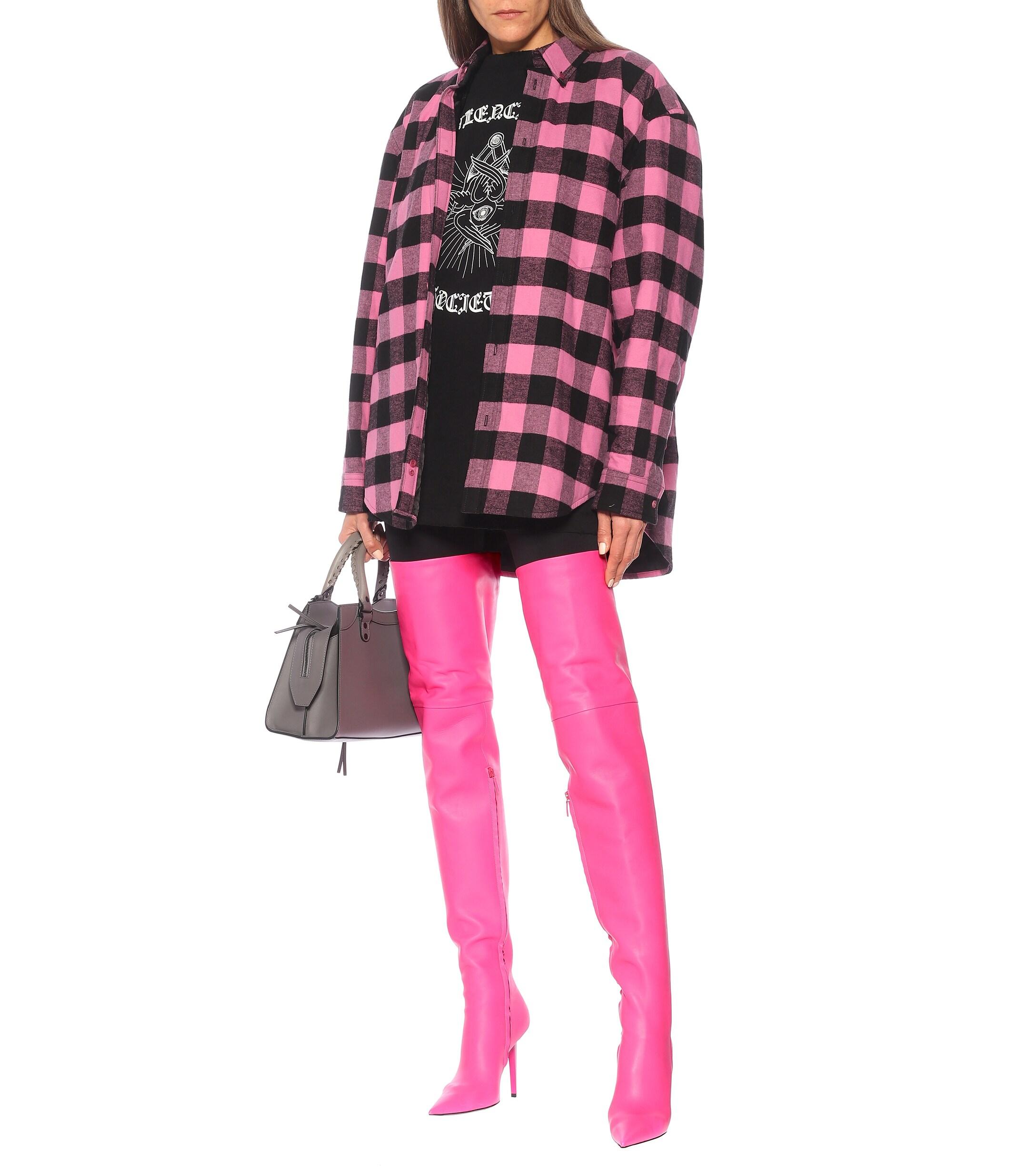 Balenciaga Knife Shark Leather Over-the-knee Boots in Pink | Lyst