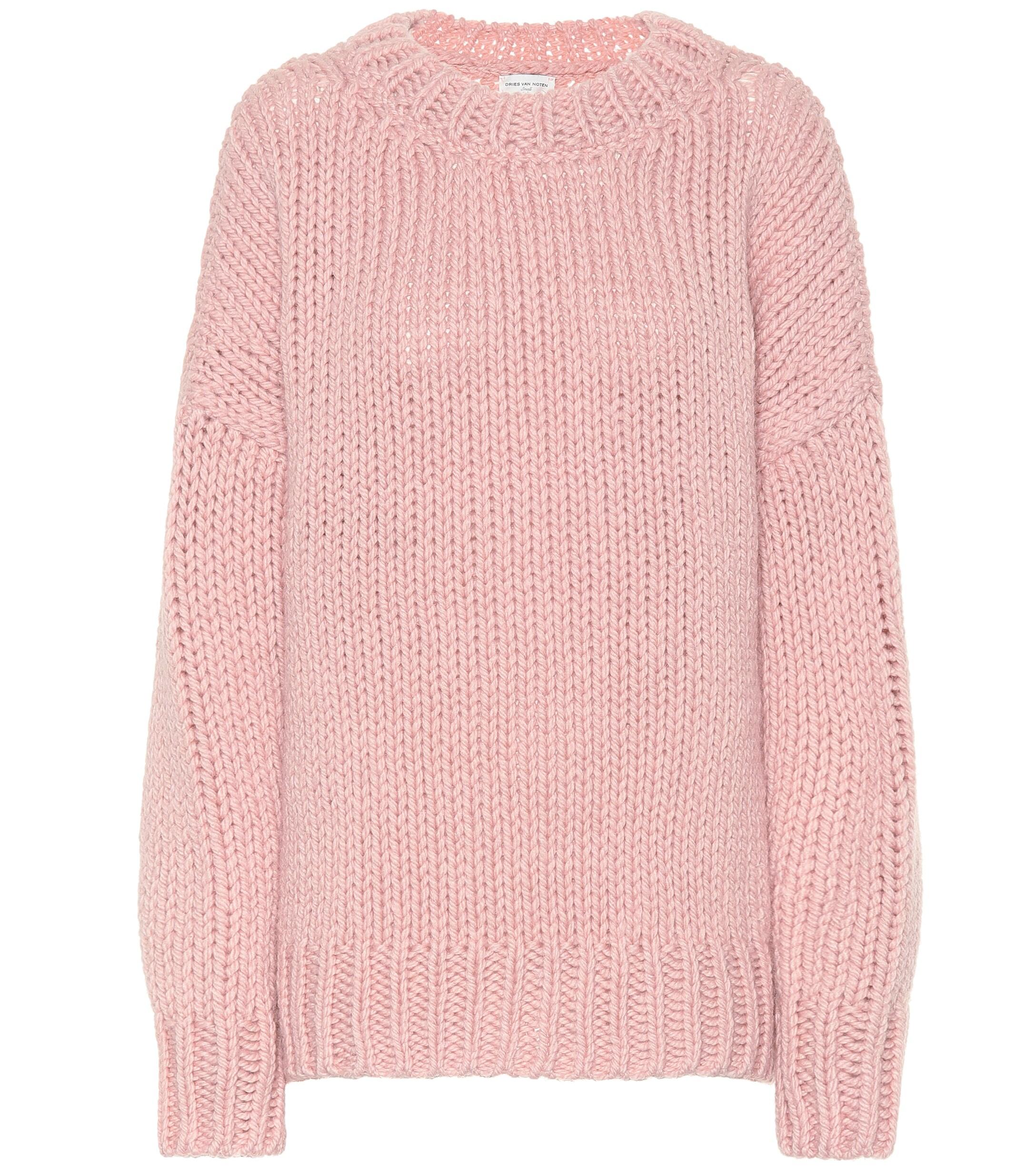 Dries Van Noten Wool And Mohair Sweater in Pink - Lyst