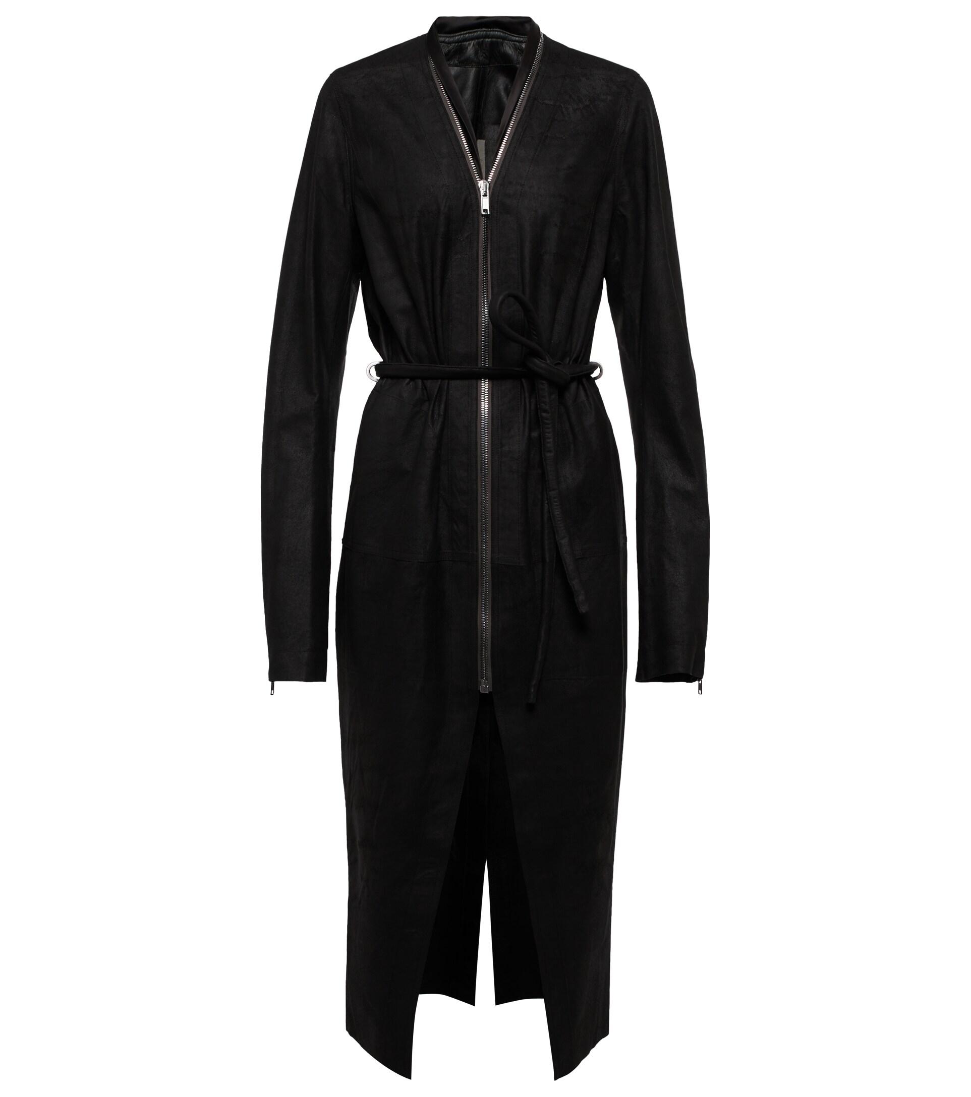 Rick Owens Klaus Leather Coat in Black | Lyst
