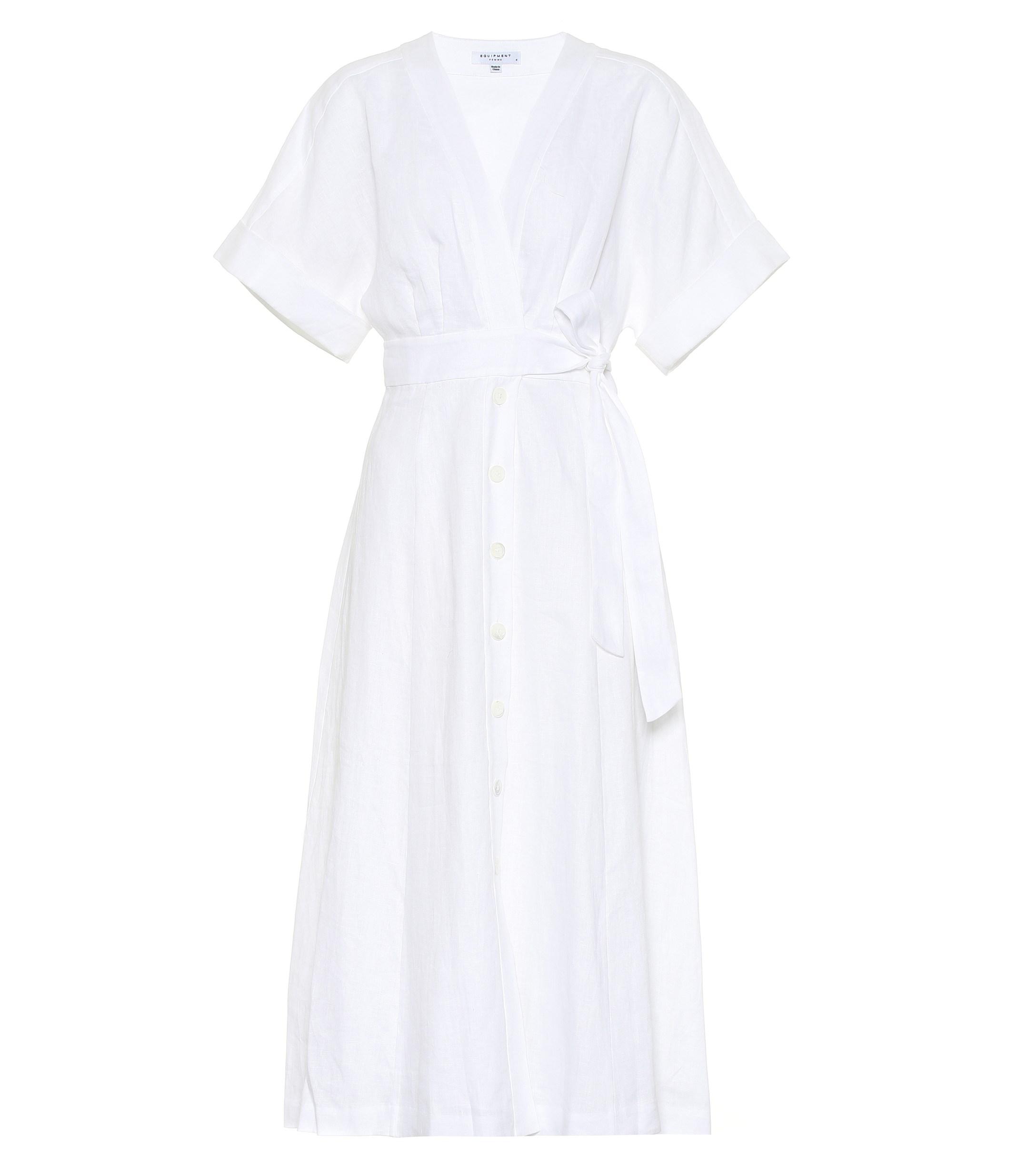 linen wrap midi dress