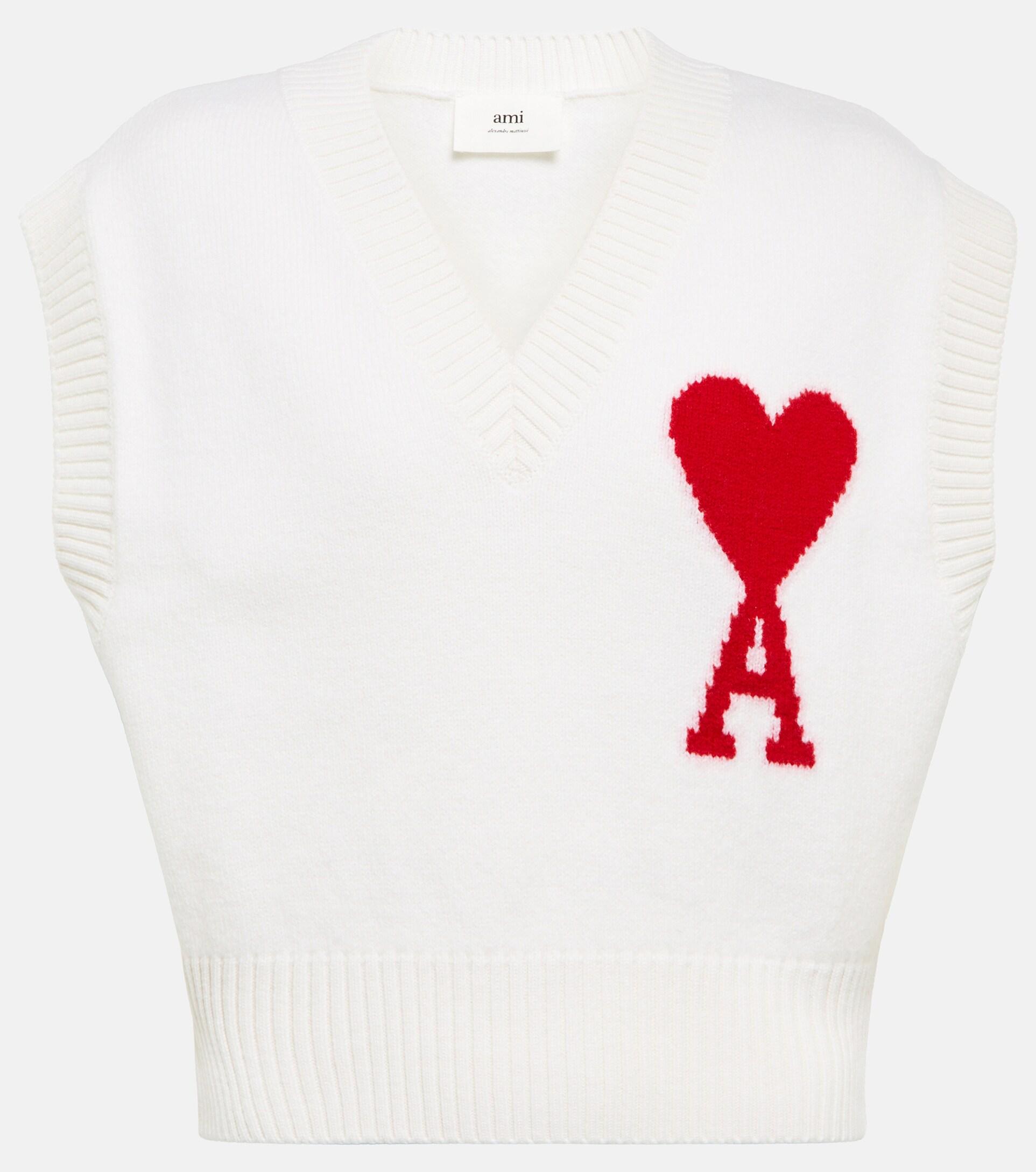 Ami Paris Intarsia Virgin Wool Sweater Vest | Lyst