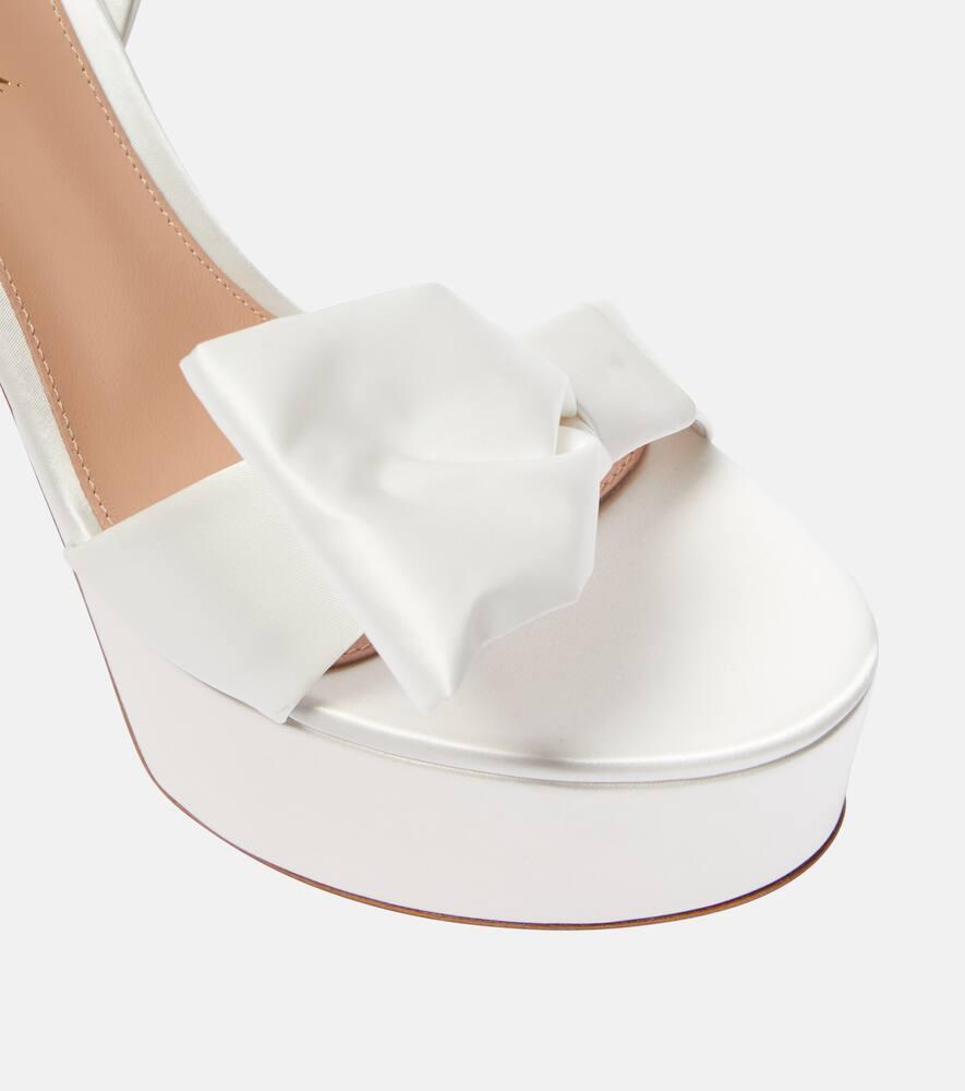 【Gianvito Rossi】 70 bow-detail velvet platform sandals 70 bow-detail velvet platform sandals in burgundy - Gianvito