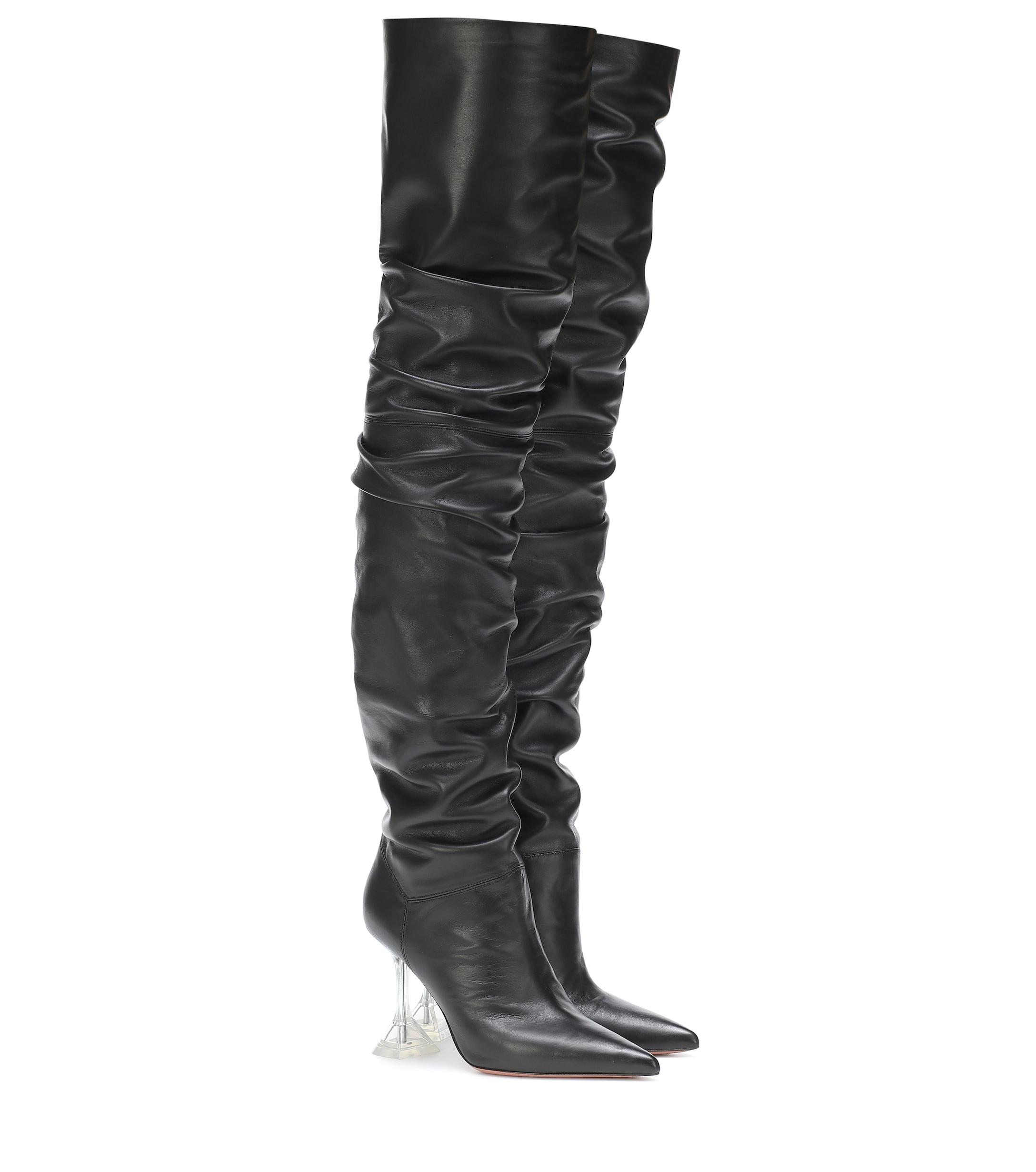 amina muaddi olivia leather thigh boots