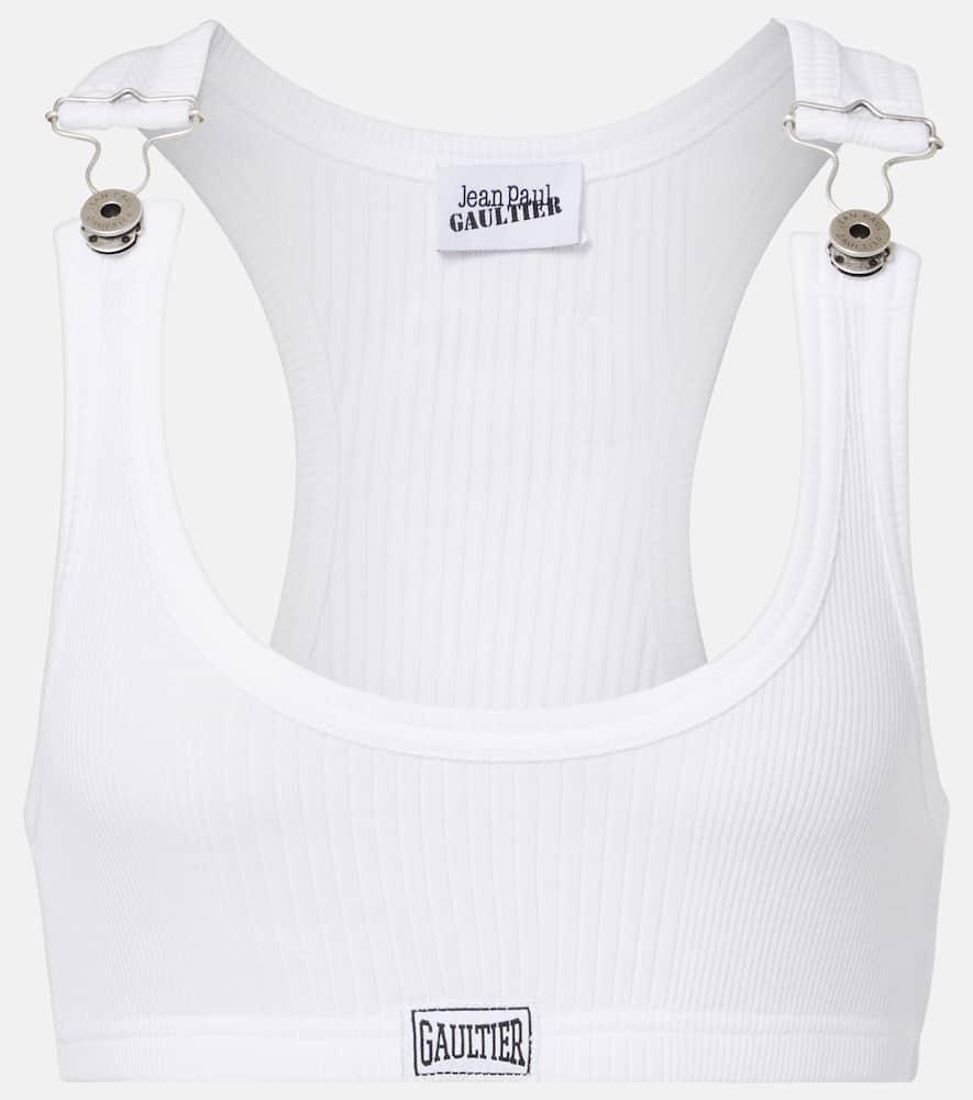 JEAN PAUL GAULTIERJEANS リブ編みタンクトップ ホワイト Jean Paul Gaultier Ribbed-Knit Cotton Jersey Bra Top in White | Lyst