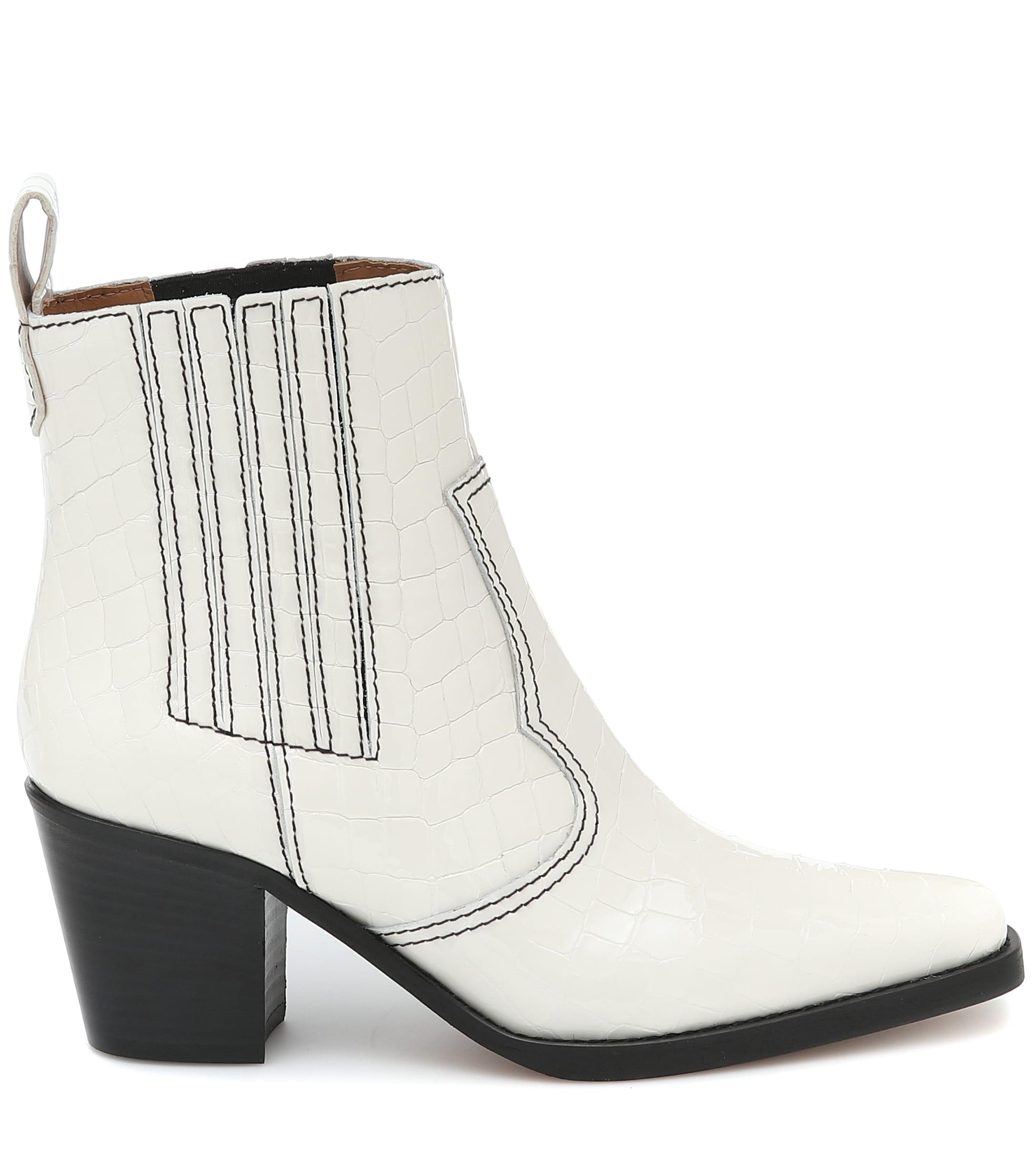 ganni quilted shell and leather platform boots