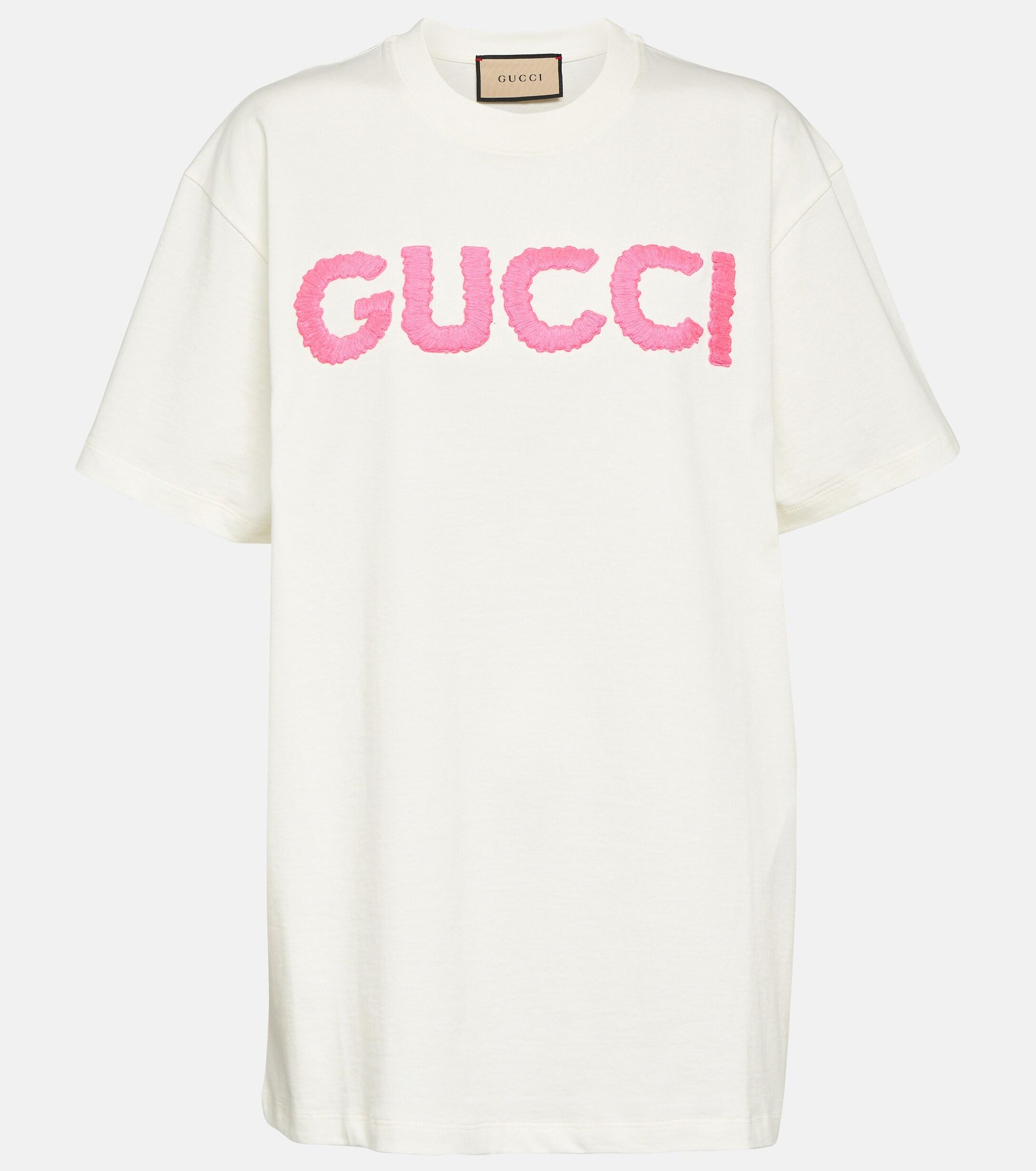 T-shirt brode en coton a logo Gucci en coloris Rose | Lyst