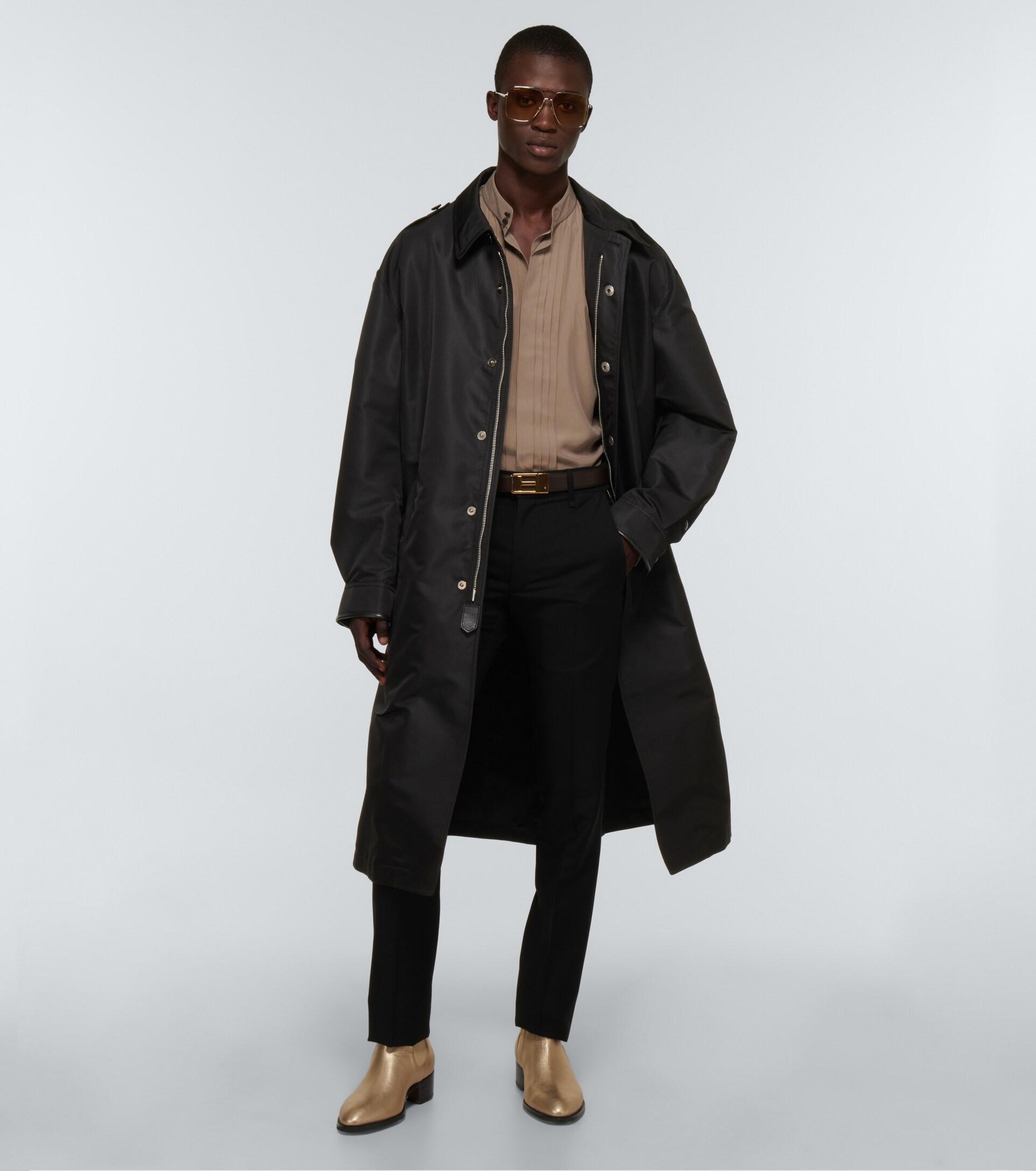 Tom Ford Belted Satin And Silk Trench Coat in Black for Men