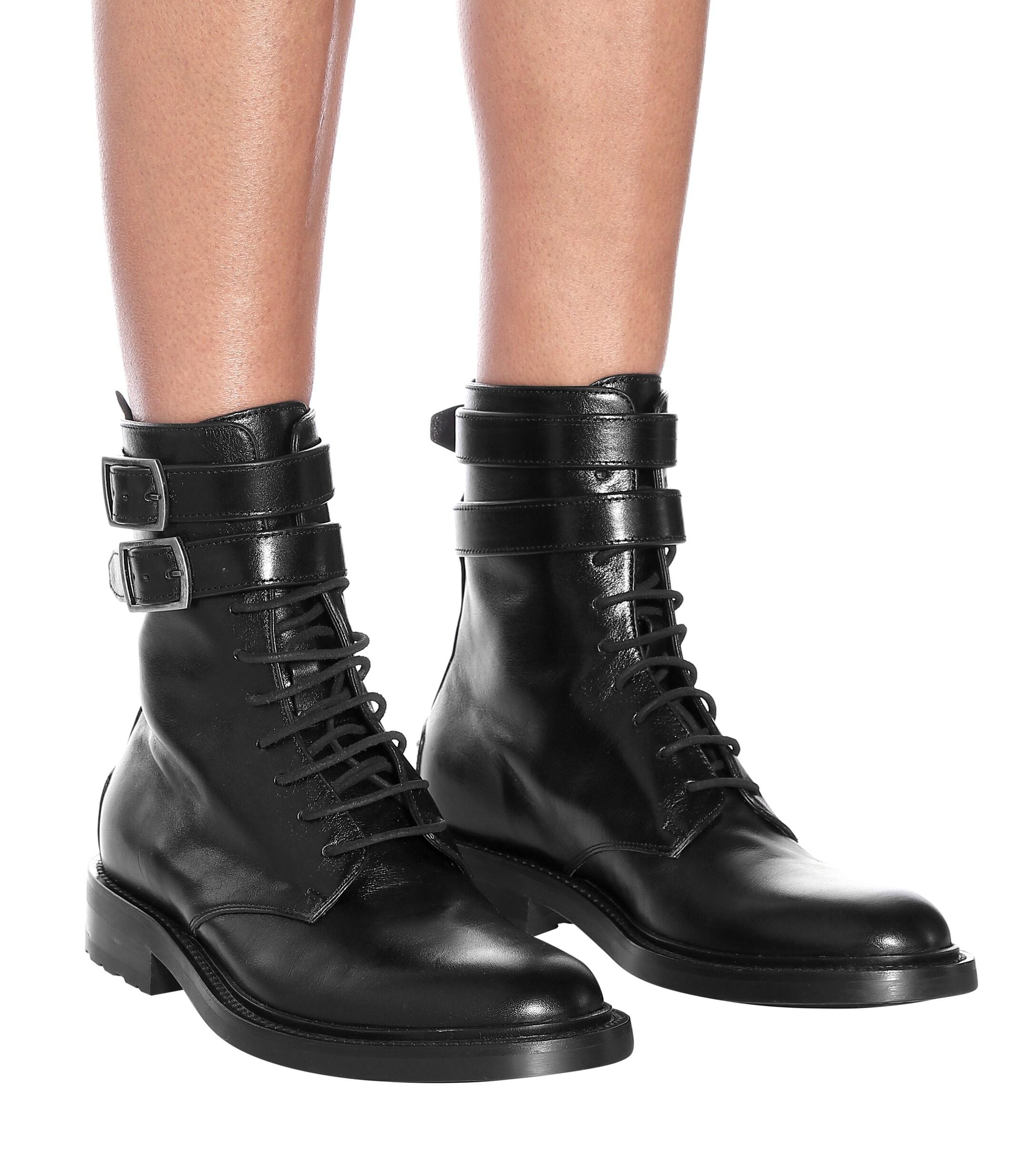 Saint Laurent Army Leather Ankle Boots in Black - Lyst