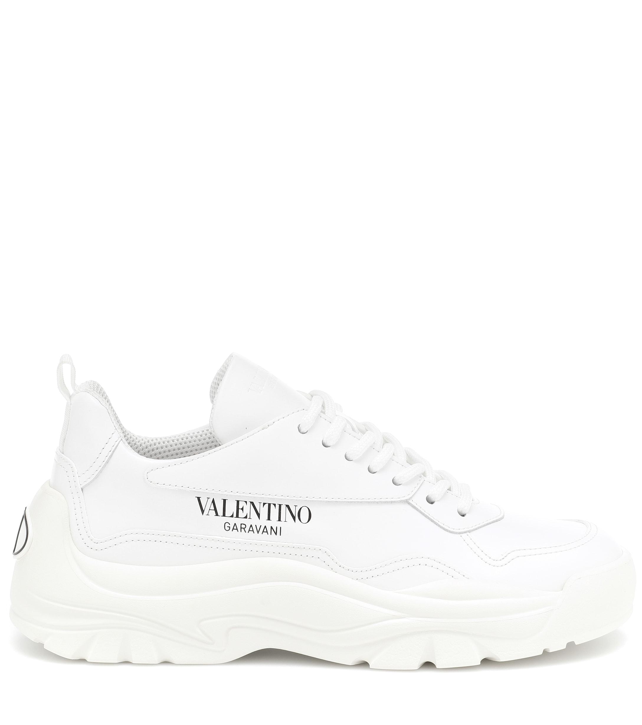 Valentino Leather Sneakers in White - Lyst