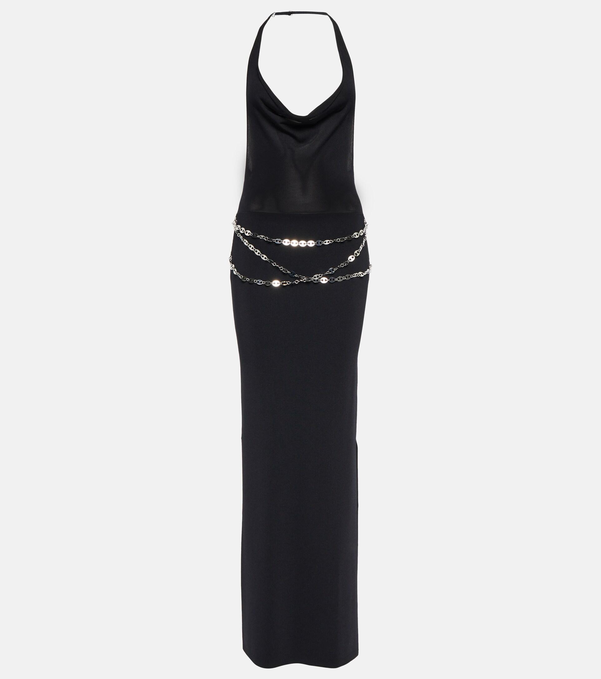 AYA MUSE Excelle Embellished Halterneck Maxi Dress in Black | Lyst