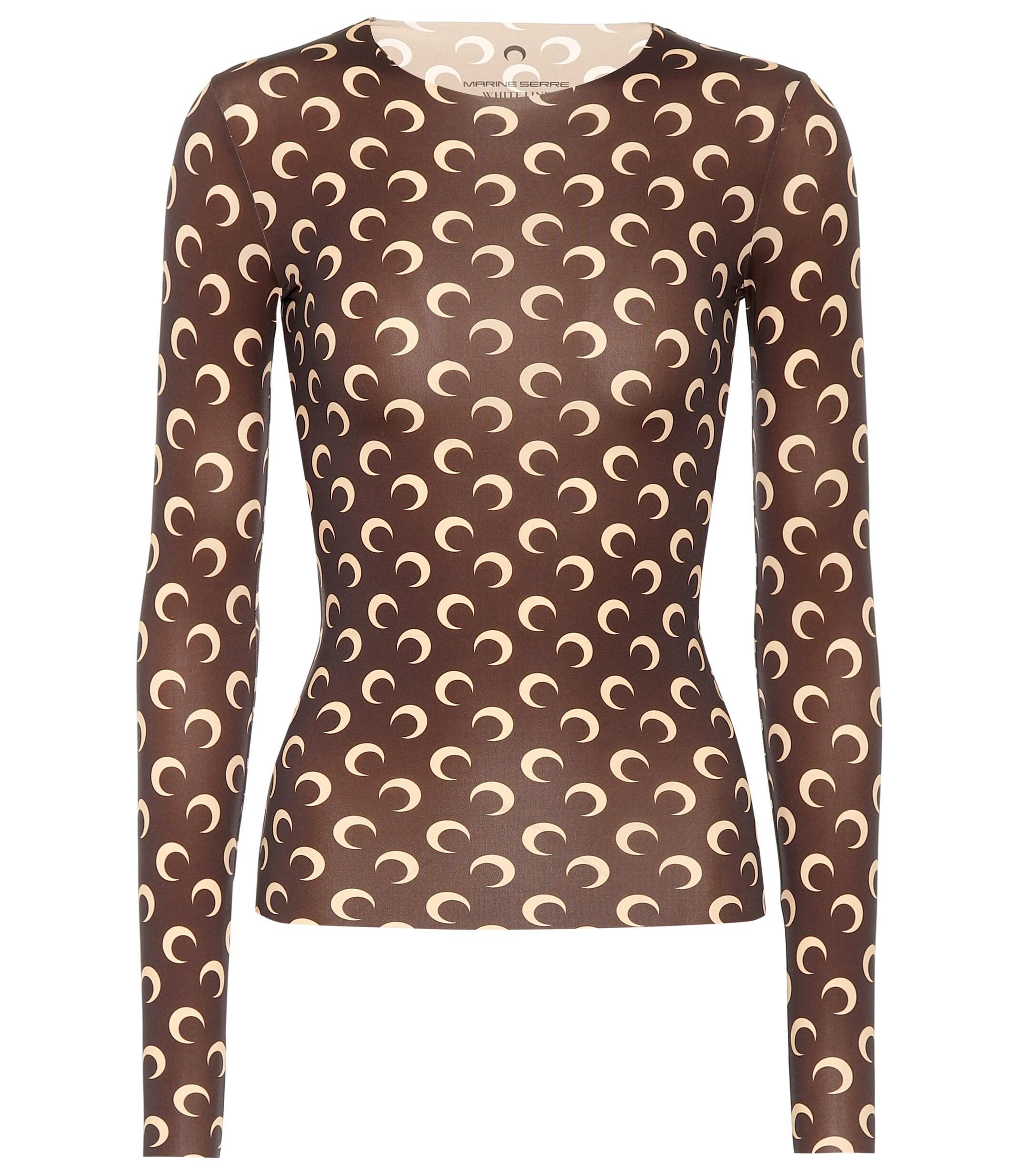 Marine Serre Synthetic Brand-print Fitted Stretch-jersey Top in Brown ...