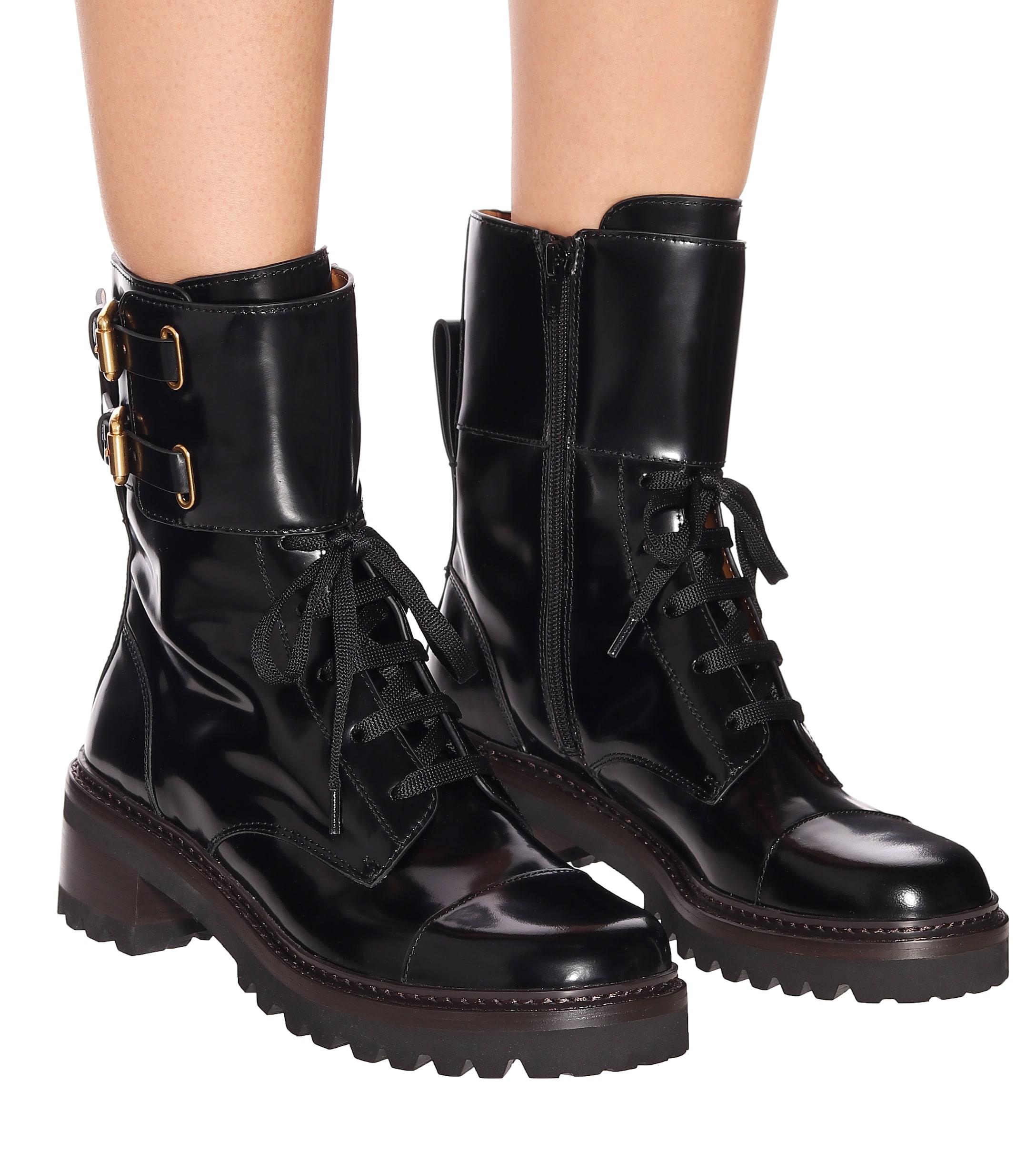 See By Chloé Mallory Leather Ankle Boots in Nero (Black) - Save 7% - Lyst
