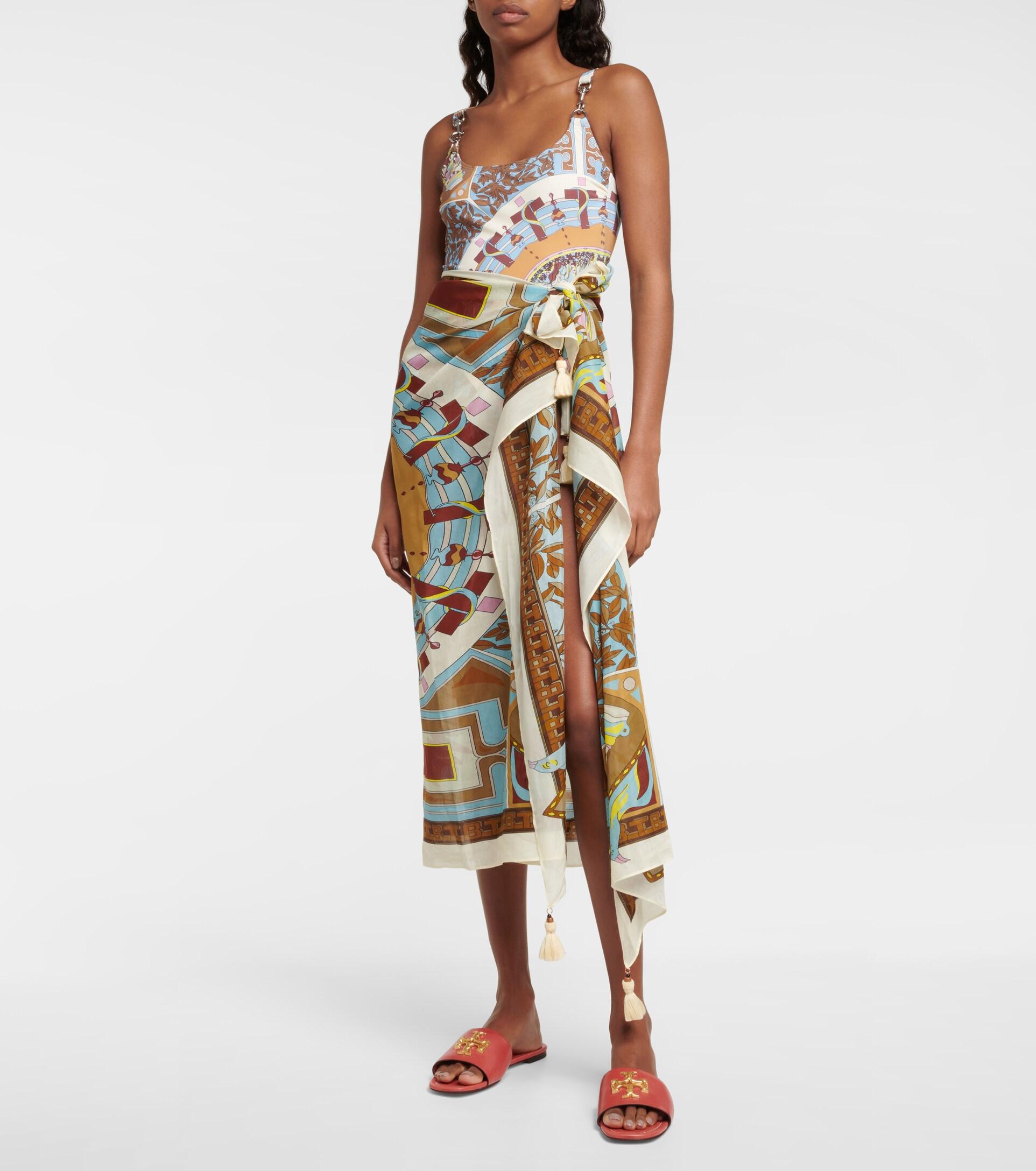 Tory Burch Cotton And Silk Beach Cover-up in Metallic | Lyst