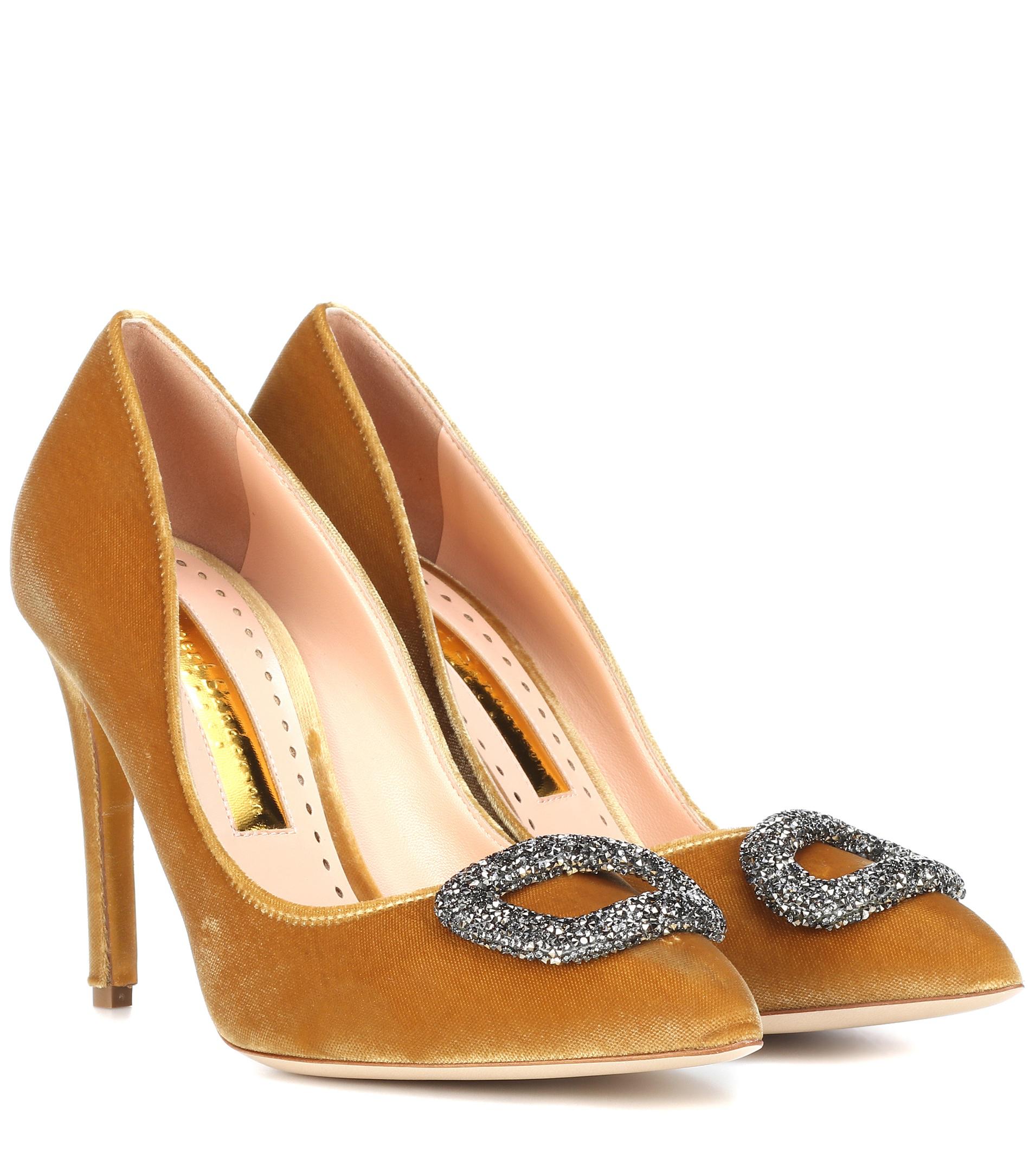Rupert Sanderson Malory Velvet Pumps in Gold (Metallic) Lyst