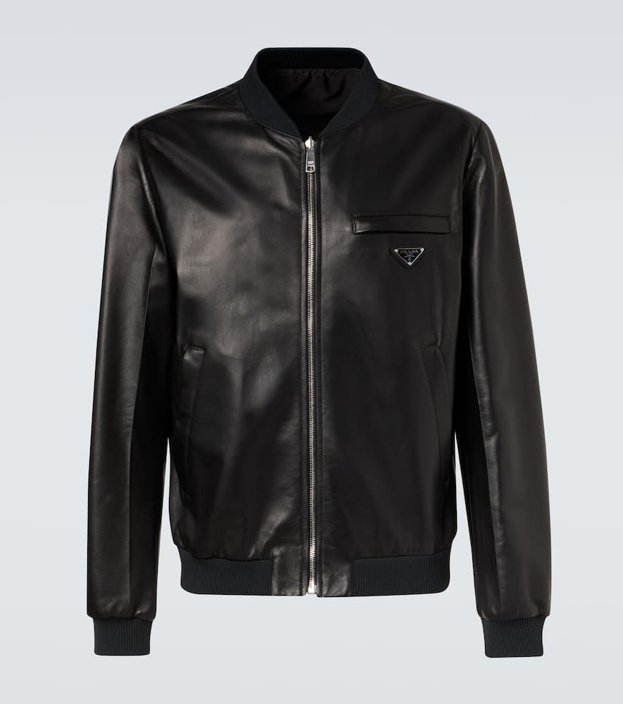 Prada Leather Bomber Jacket in Black for Men | Lyst