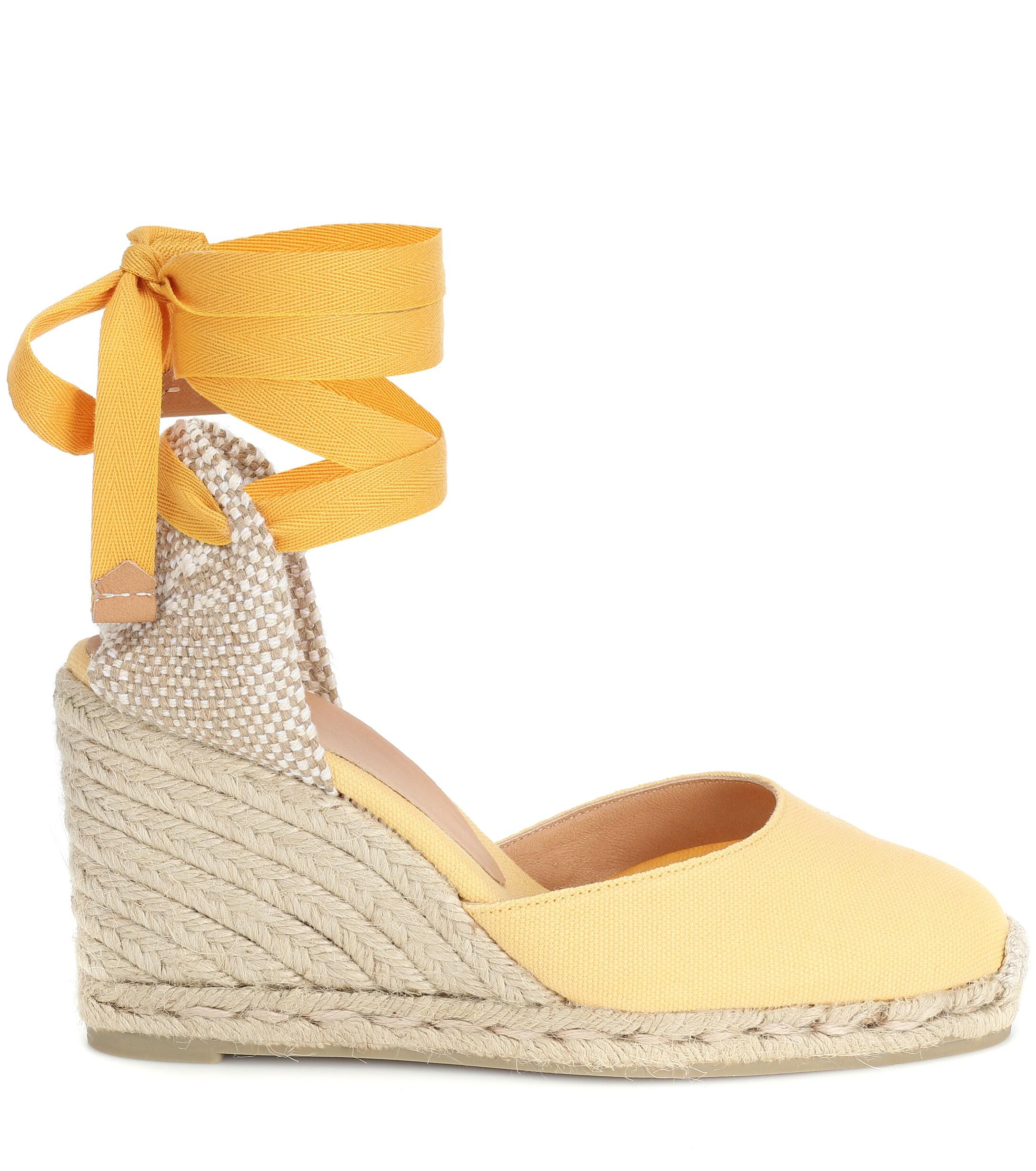 Castaner Cotton Carina Canvas Wedge Espadrilles in Yellow - Save 41% - Lyst