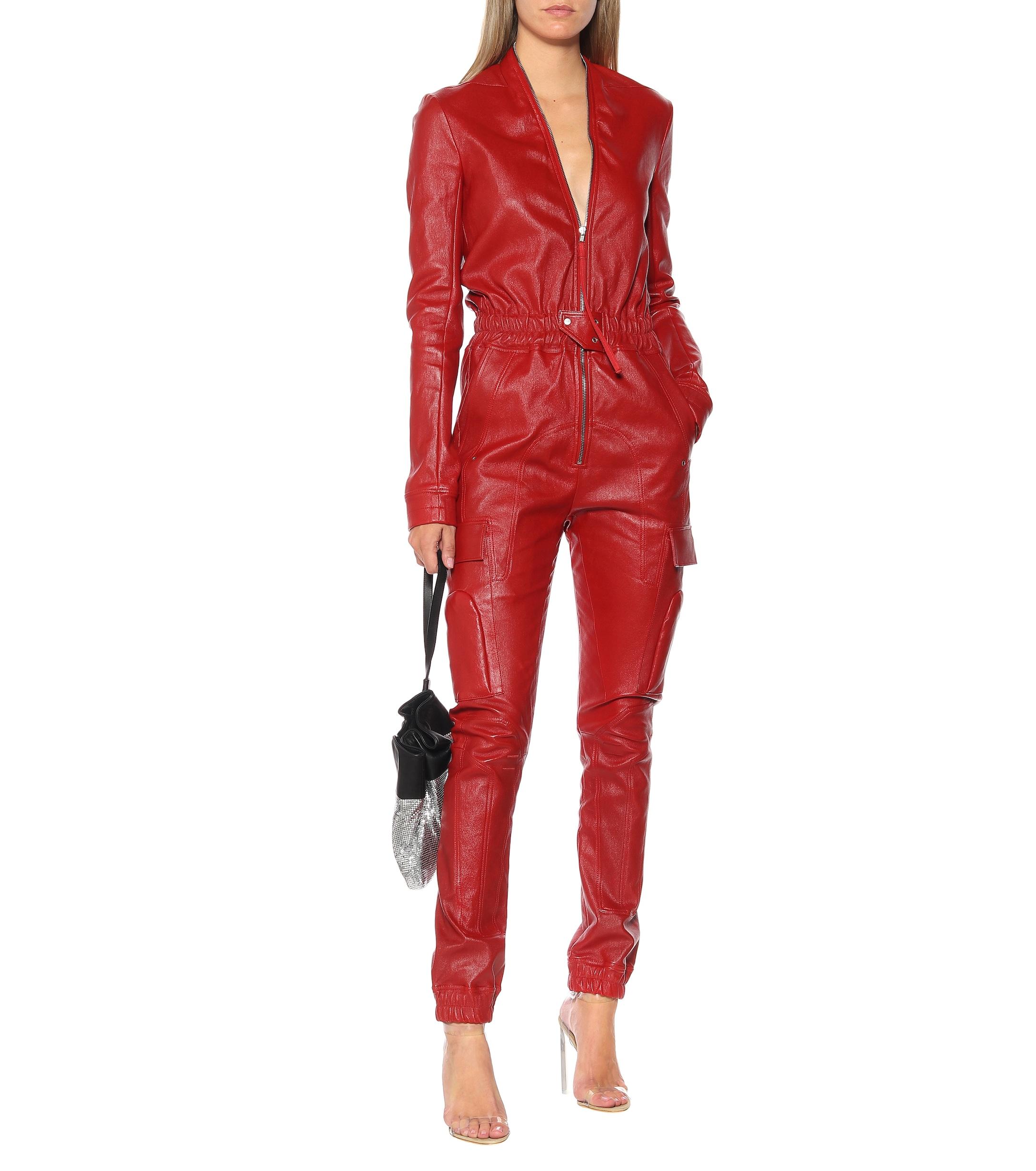Rick Owens Leder Lilies Jumpsuit aus Leder in Rot Lyst