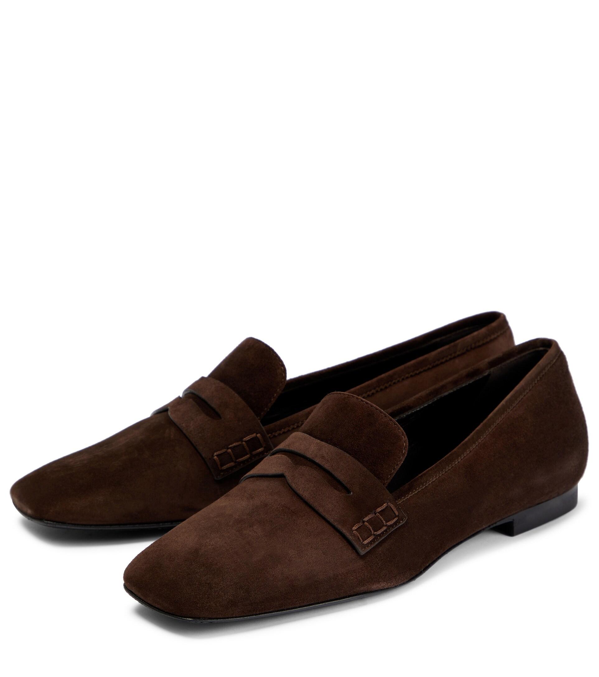 Khaite Carlisle Suede Loafers in Brown | Lyst