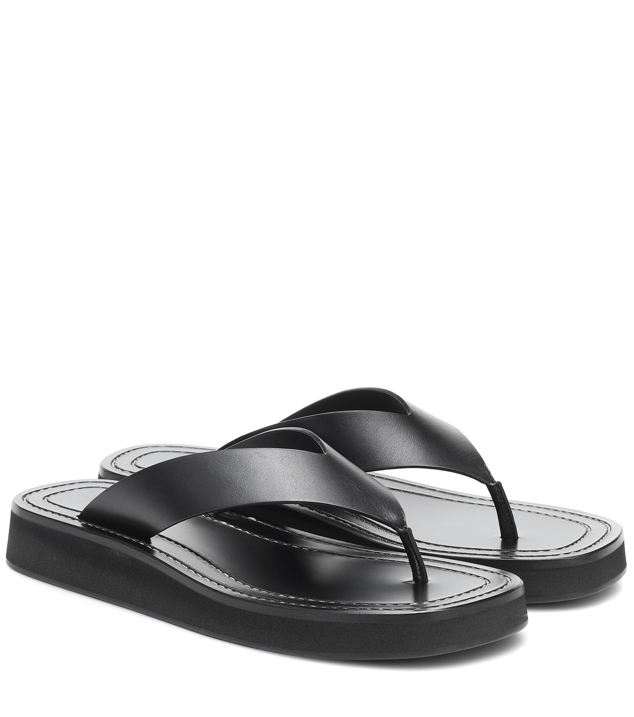 the row ginza leather platform slides