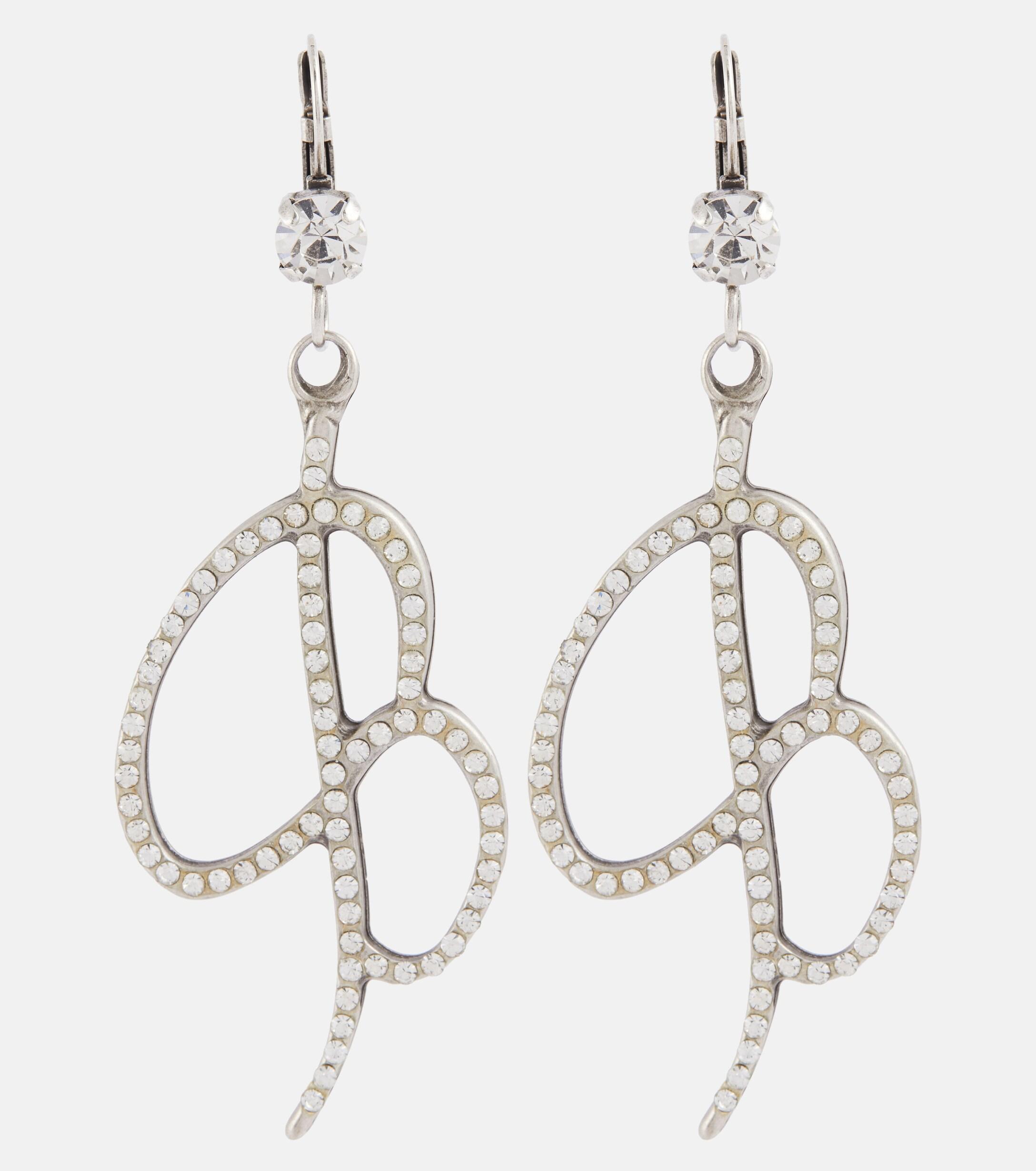 Blumarine Logo Crystal-embellished Earrings in White | Lyst Canada