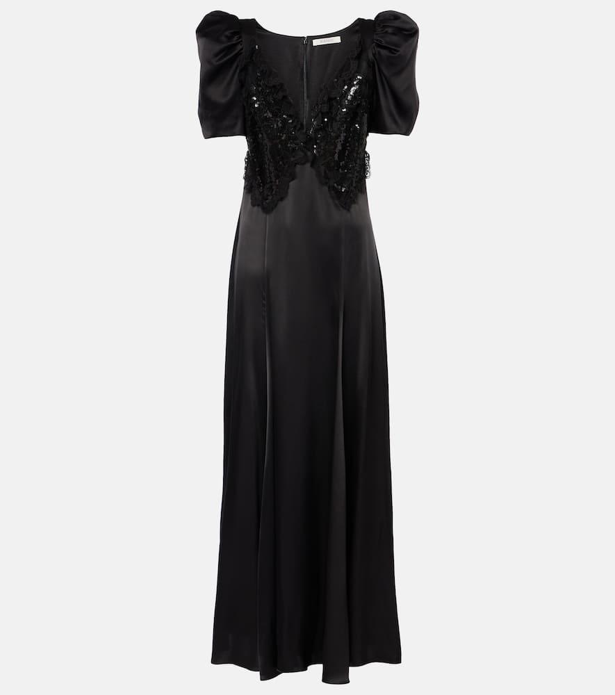 rodarte silk satin and cotton blend lace maxi dress Rodarte - Silk-satin and cotton-blend lace maxi dress