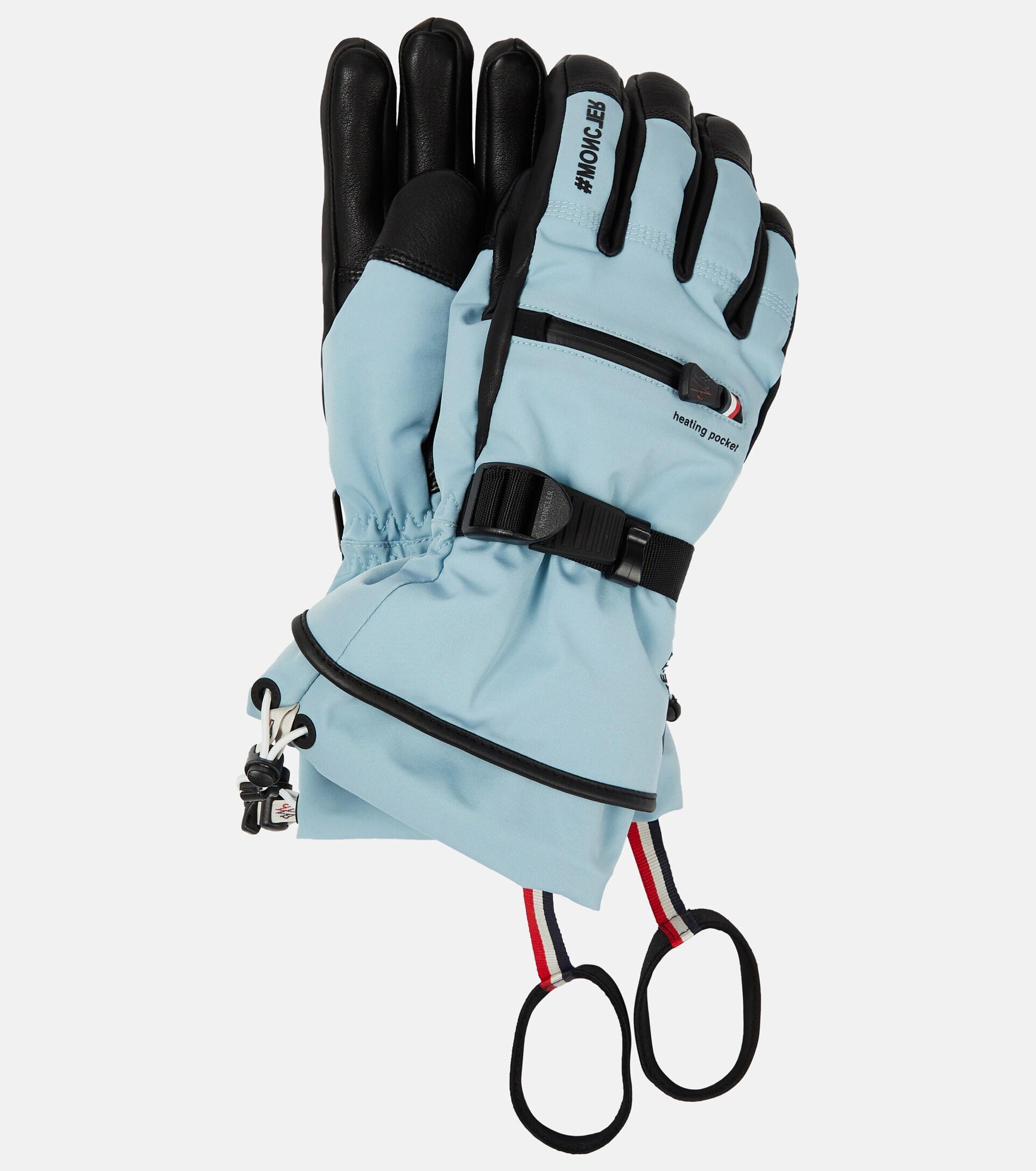 3 MONCLER GRENOBLE Leather-trimmed Ski Gloves in Blue | Lyst